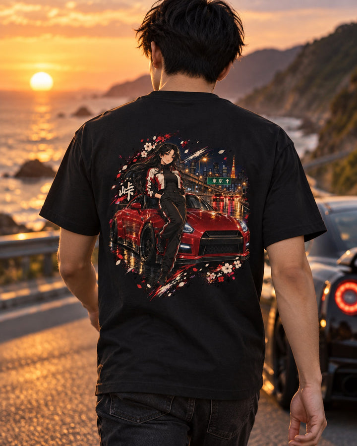 Nissan GT-R R35 Anime Girl Shirt, Hoodie & More T-Shirt Black worn hero