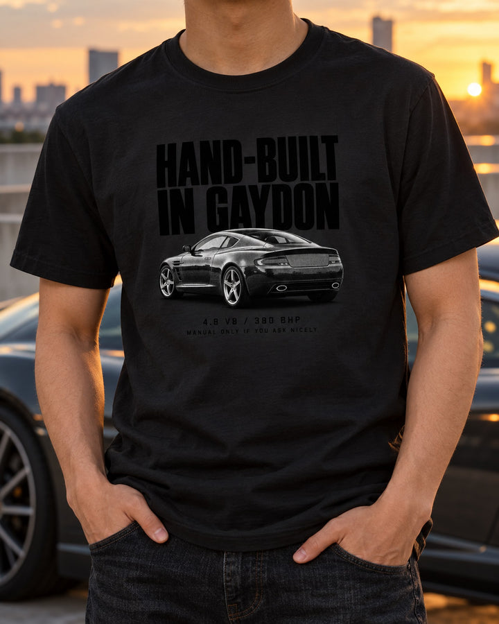 Aston Martin V8 Vantage 2005 Hand Built Halftone Shirt T-Shirt Black worn hero