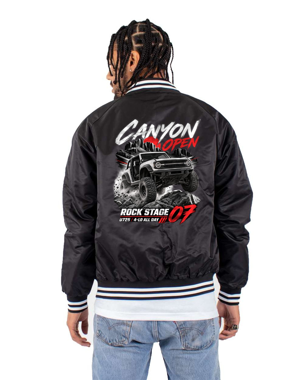 Ford Bronco U725 Two-Door Rock Stage Poster Tee, 2021 Bomber Jacket Black back
