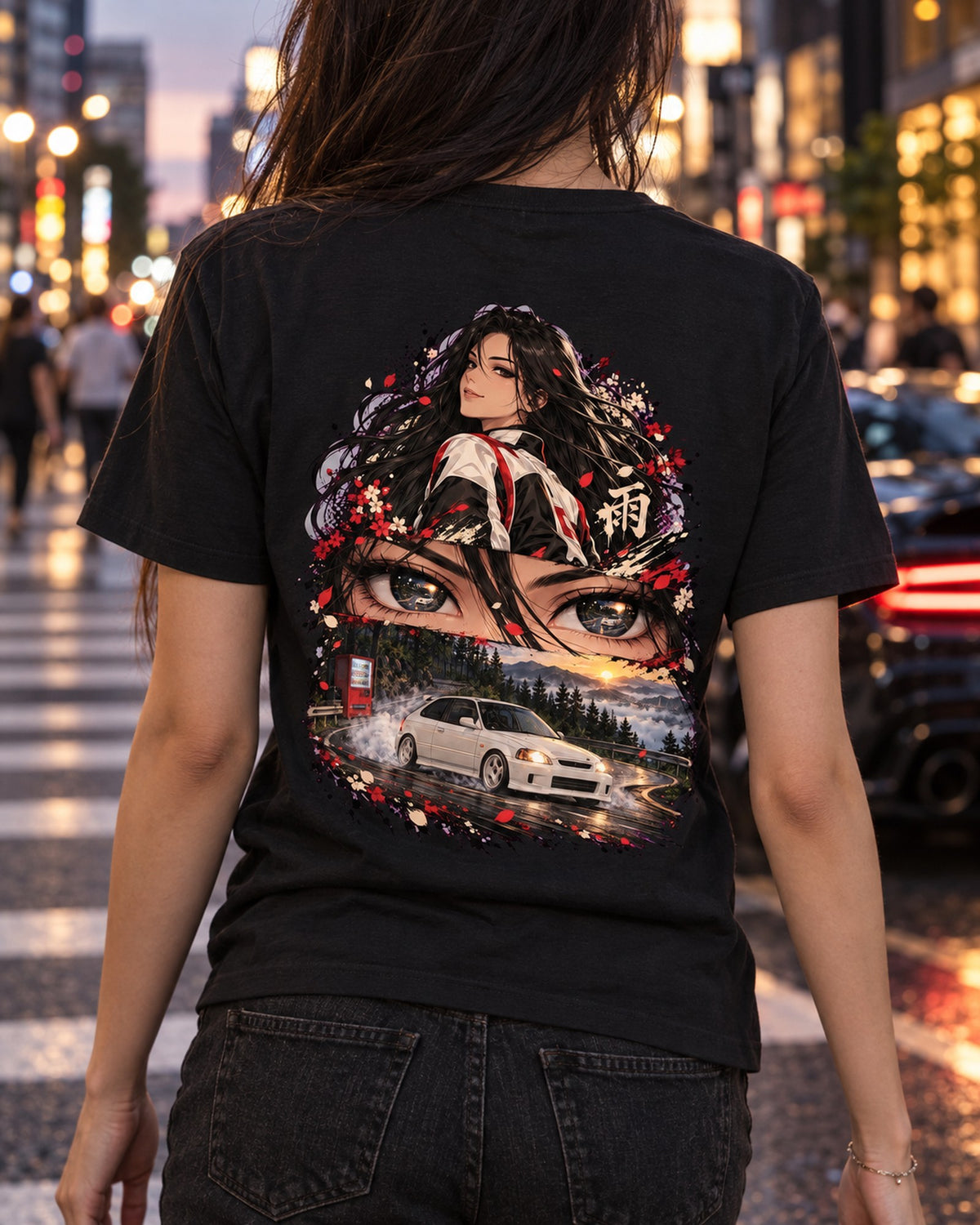 Honda Civic Type R EK9 Anime Girl Shirt, Hoodie & More T-Shirt Black worn hero