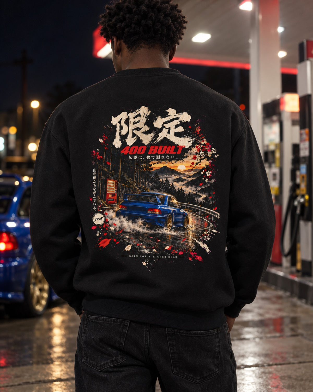 Subaru Impreza 22B 400 Built Shirt, Hoodie & More Crewneck Black worn hero