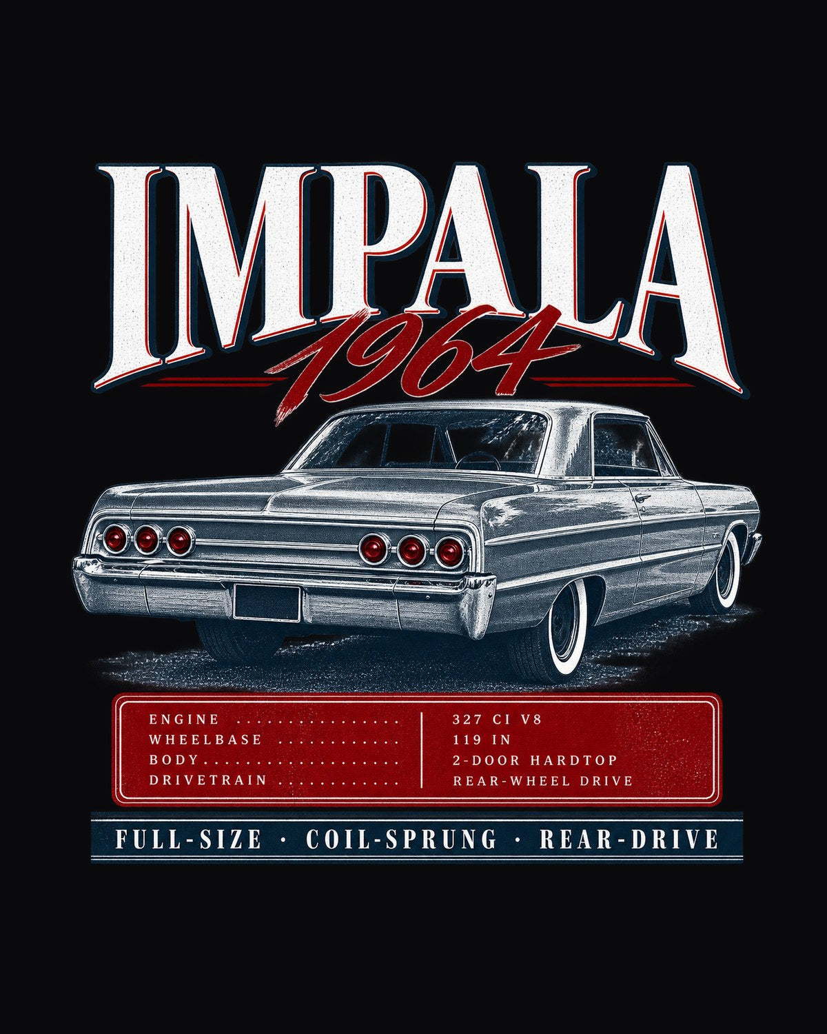 1964 Chevrolet Impala SS Rear Three-Quarter Archive Panel Shirt design only