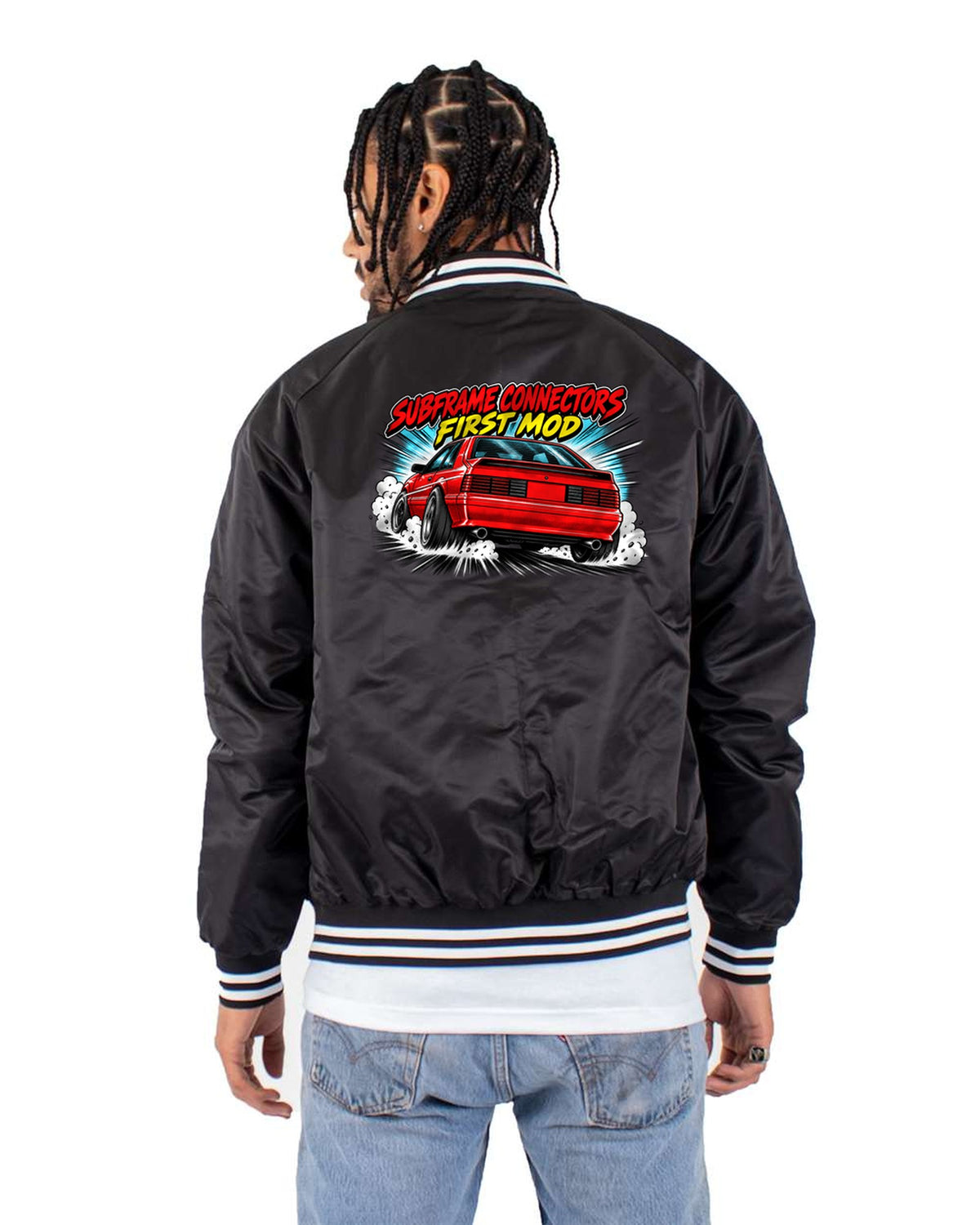 Ford Mustang Fox Body GT 1991 Louver Manga Panel Shirt Bomber Jacket Black back