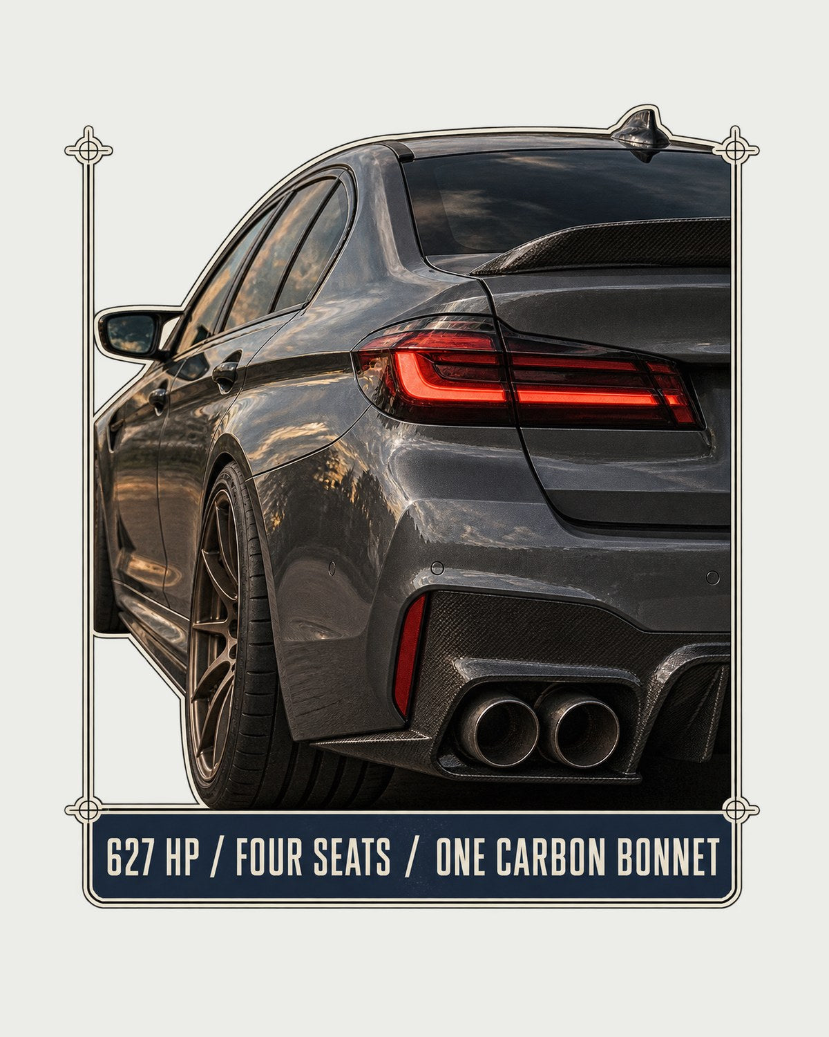 BMW M5 F90 CS Taillight Macro Shirt, Four Seats, Carbon Bonnet design only