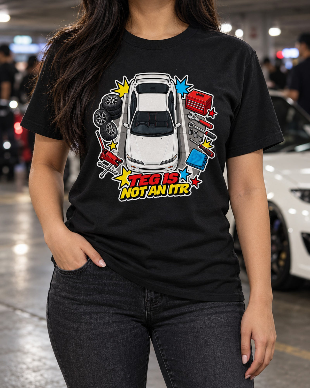 Honda Integra DC5 Showa-Era Catalogue Ad Shirt, Car Guy Gift T-Shirt Black worn hero