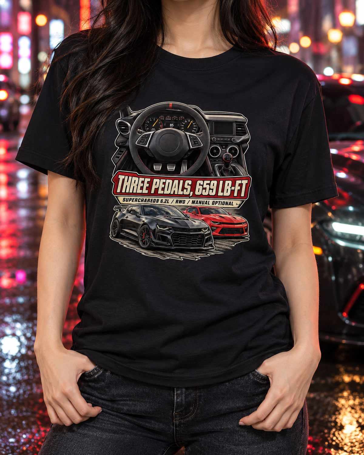 CT5-V Blackwing Gauge Cockpit Shirt, Three Pedals, 659 lb-ft T-Shirt Black worn hero