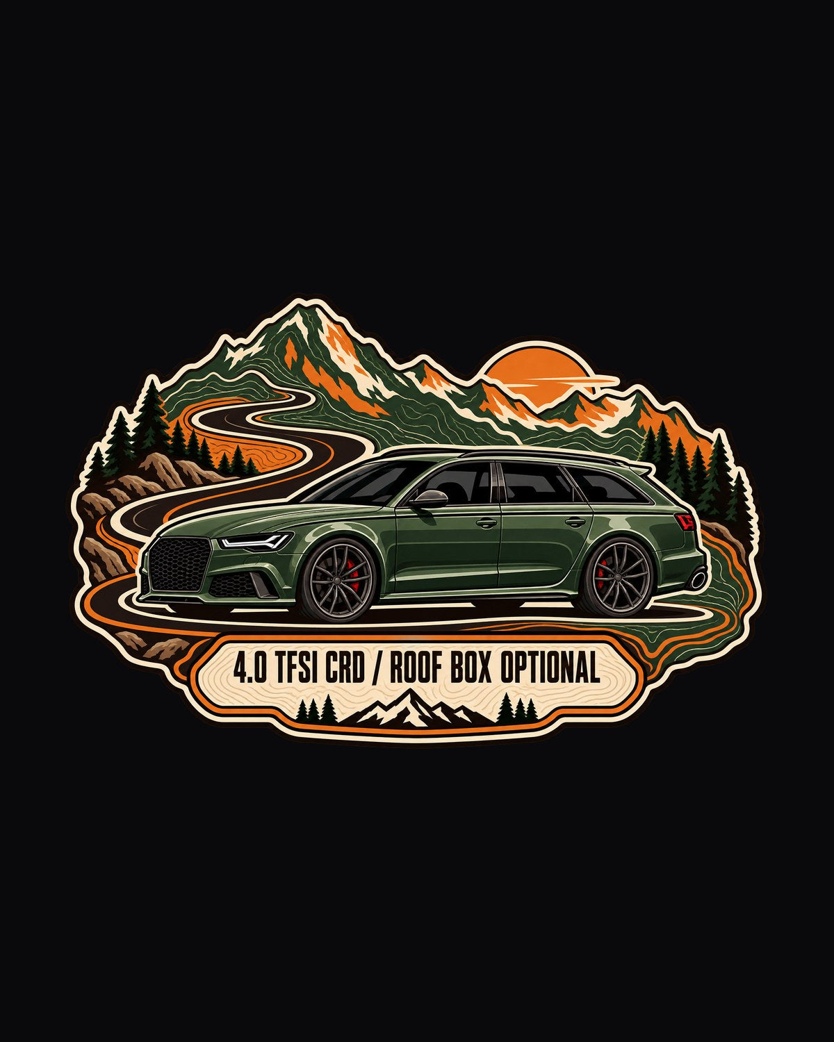 Audi RS6 Avant C7 4G Topographic Route Map Shirt, Roof Box design only