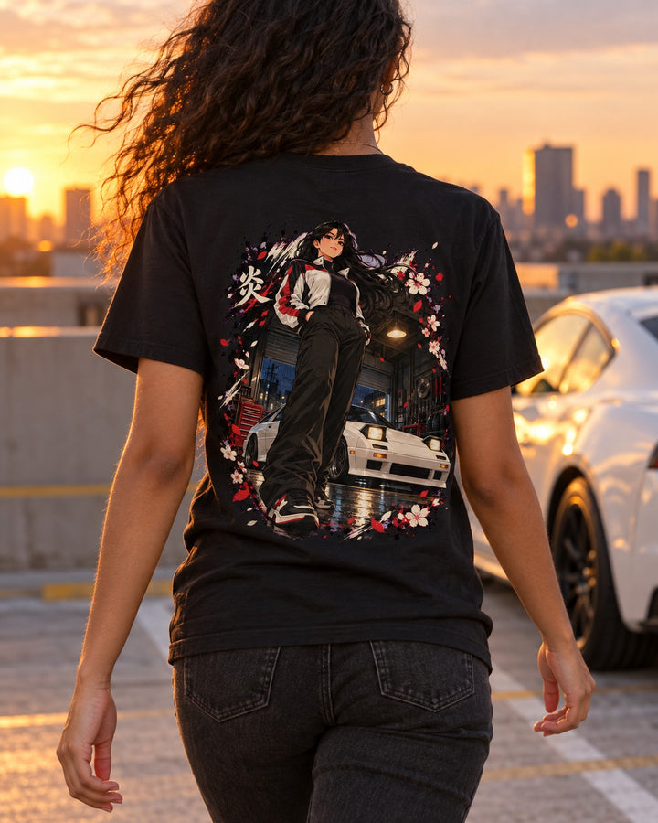 Mazda RX-7 FC Anime Girl Shirt, Hoodie & More T-Shirt Black worn hero