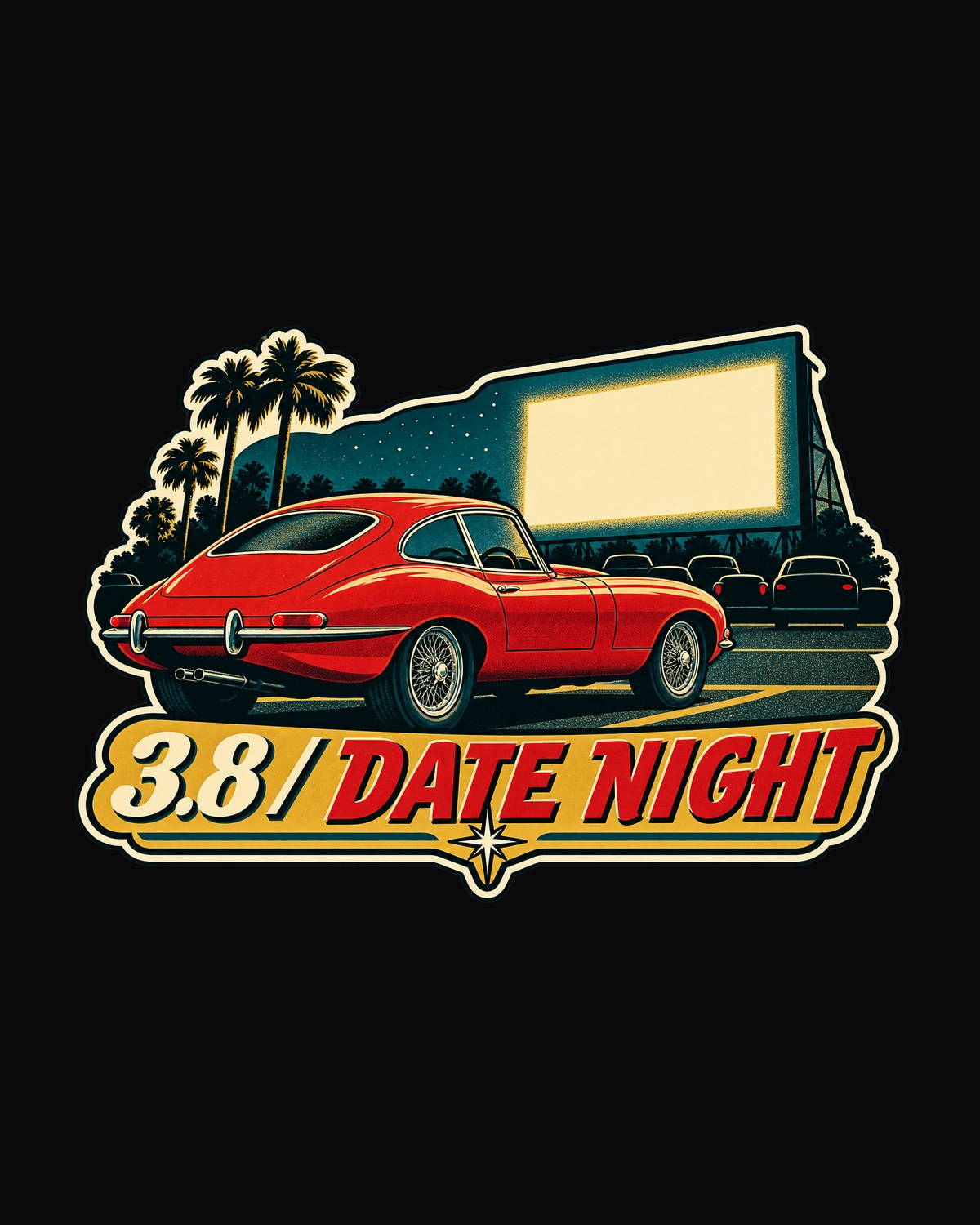 E-Type Drive-In Shirt, Jaguar Series 1 1961 Vintage Race Poster design only