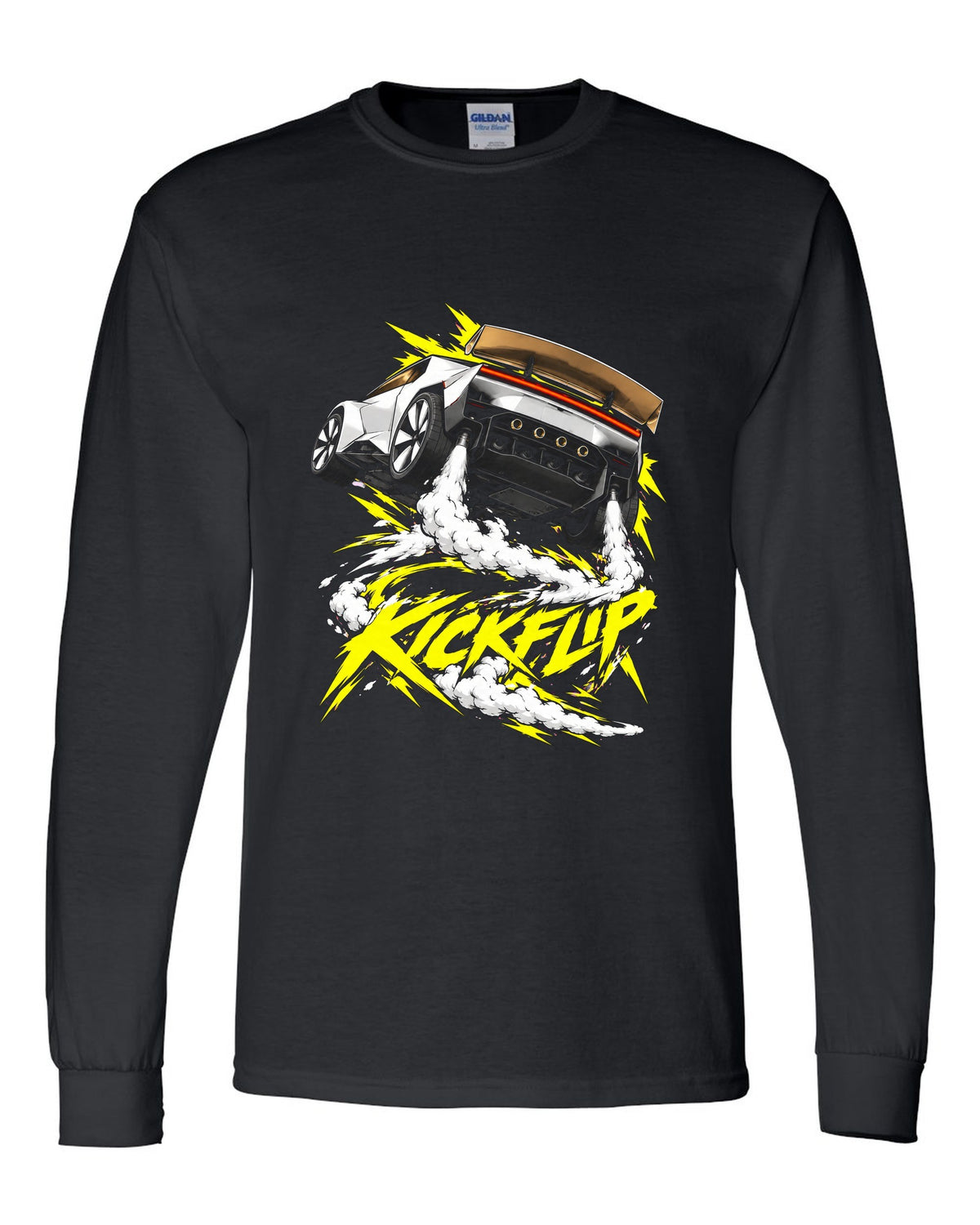 Tesla Roadster Kickflip Long Sleeve Black front