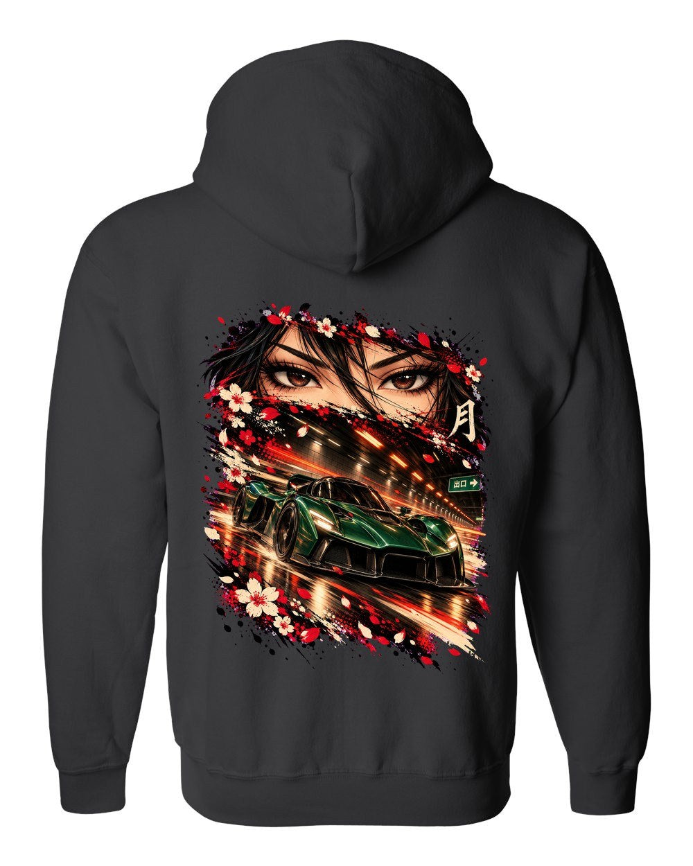 Aston Martin Valkyrie Anime Girl Zip Hoodie Black back