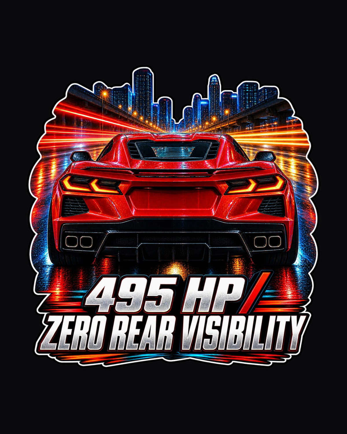 C8 Corvette Stingray Night Taillight Streaks Poster Shirt design only
