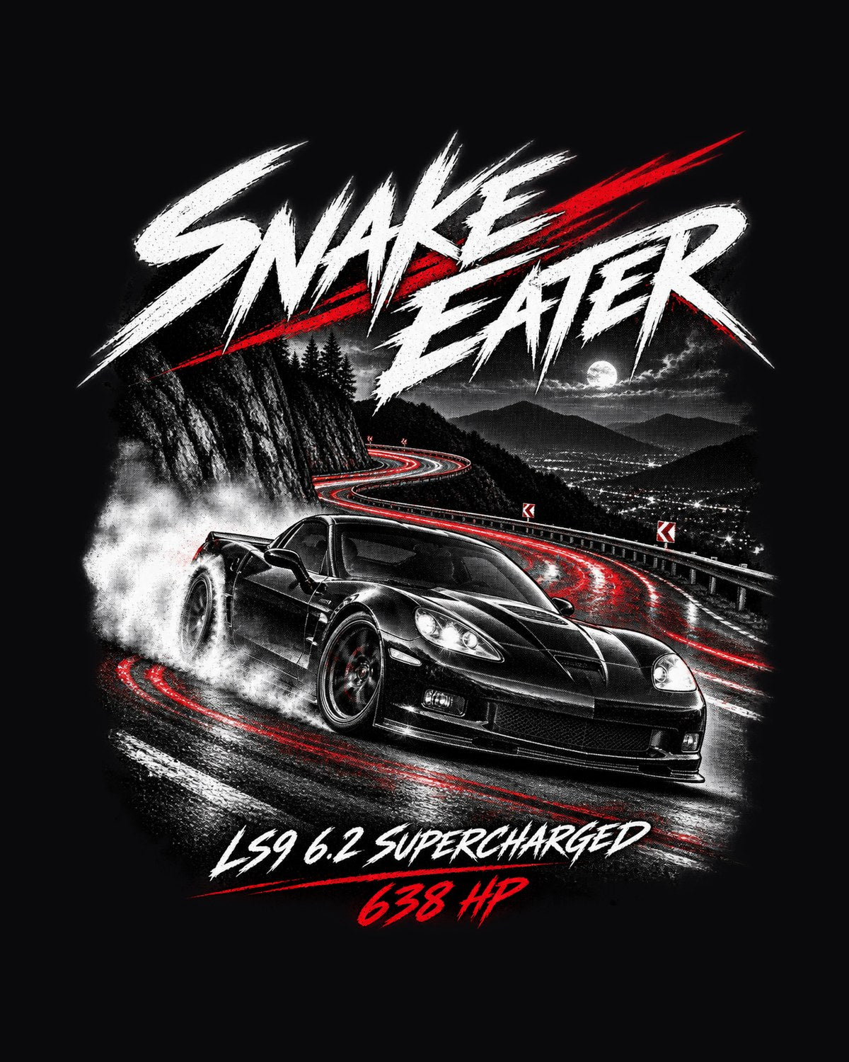 Corvette C6 ZR1 Supercharged LS9 638 HP Night Drive Shirt design only