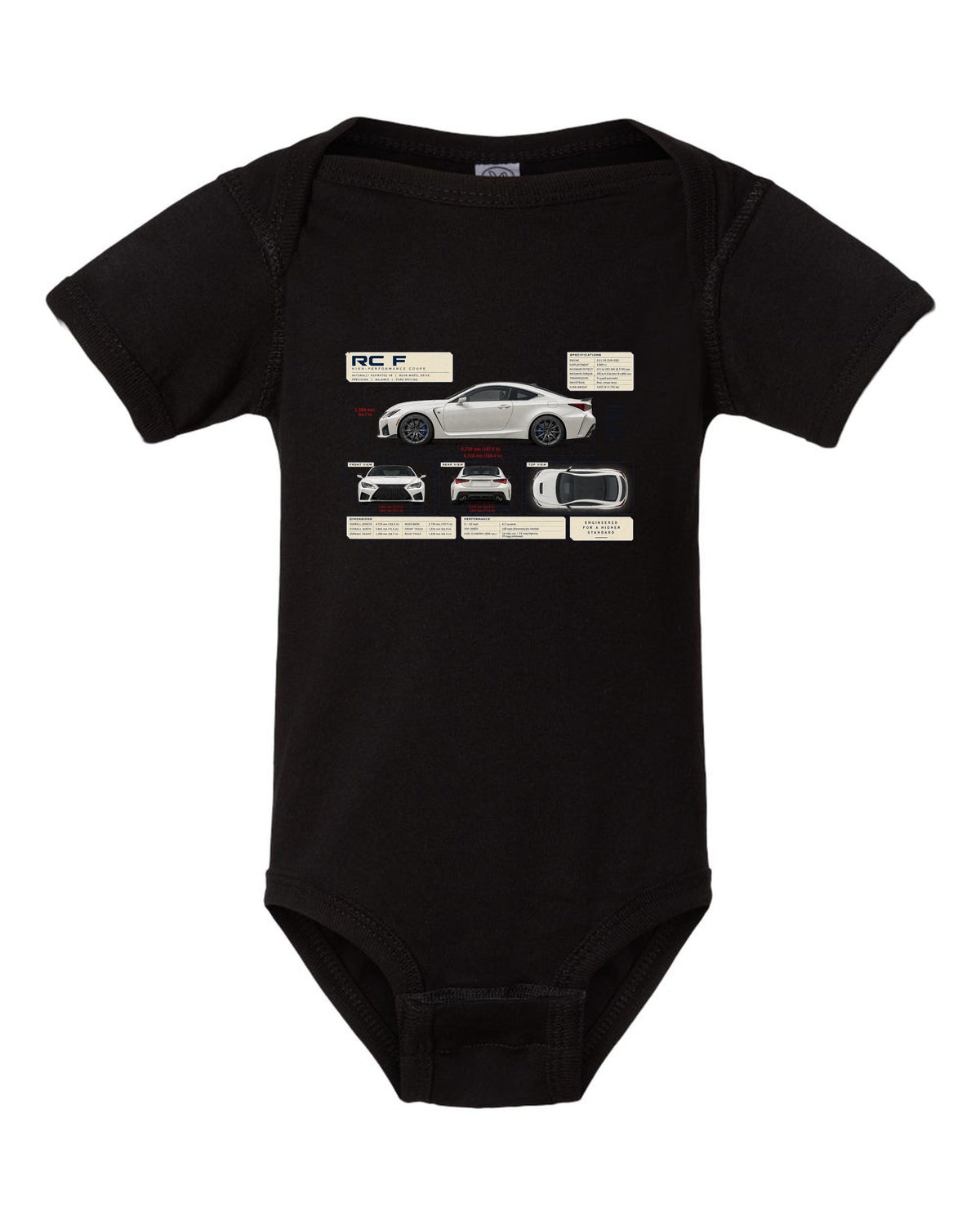 Rear lamp macro of the Lexus LC 500 at night black baby onesie front view with the design