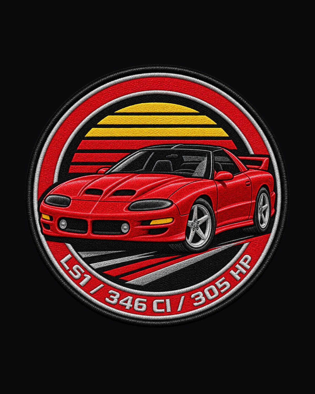 1998 Camaro SS LS1 346 CI Round Crest Shirt, 305 HP design only