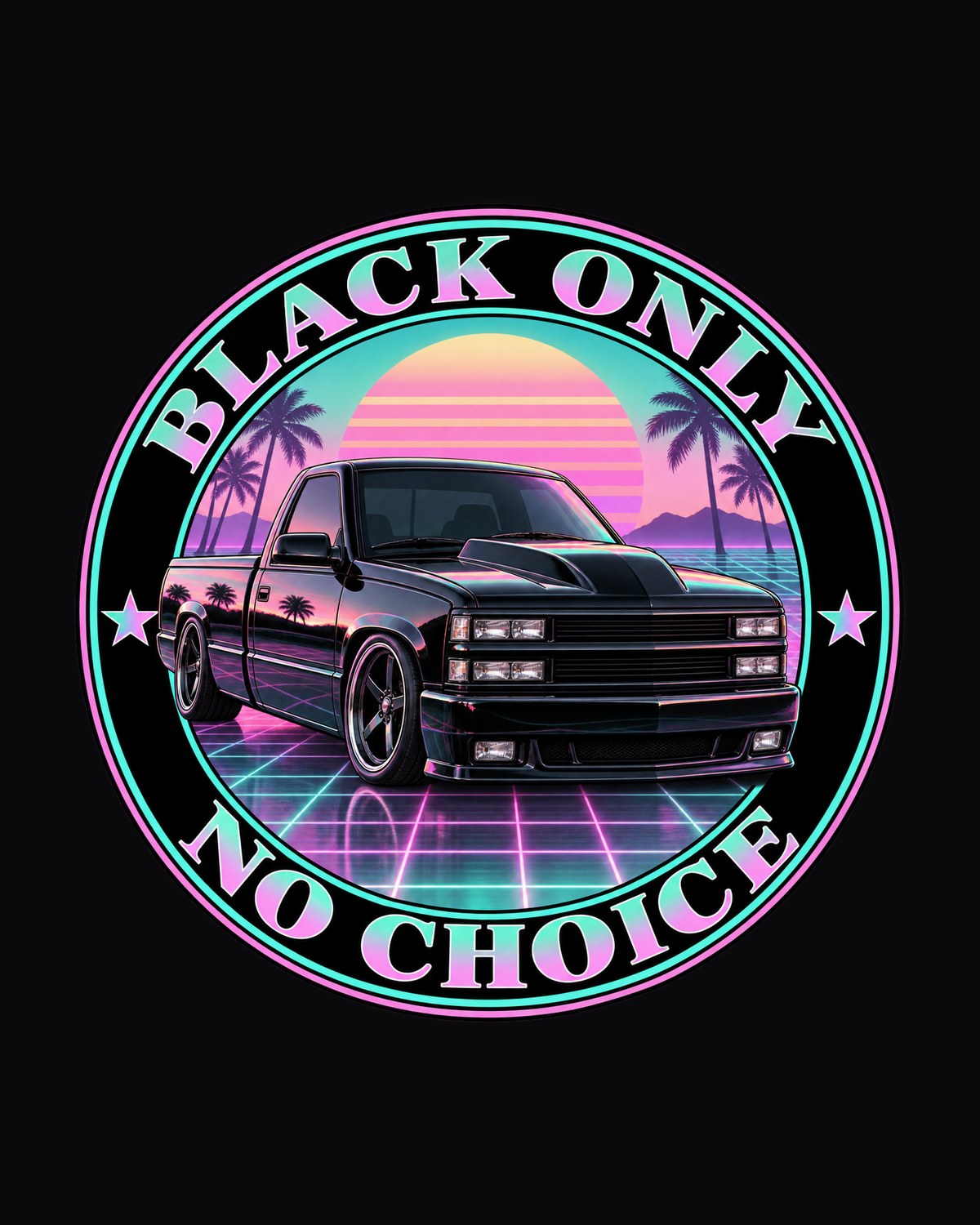 Chevrolet 454 SS Pickup Vaporwave Shirt, Black Only 1990-93 Truck design only