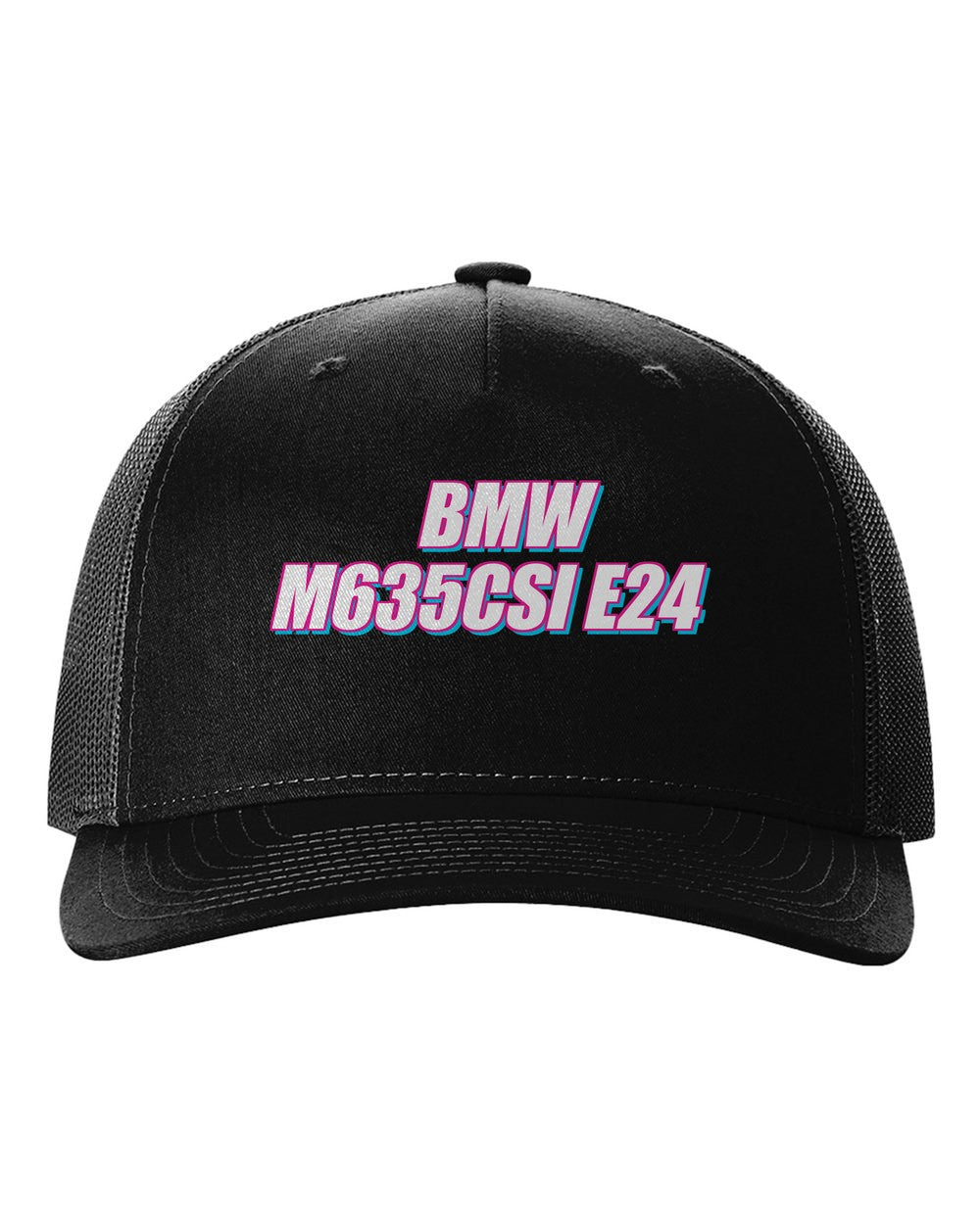 black hat front view with car name