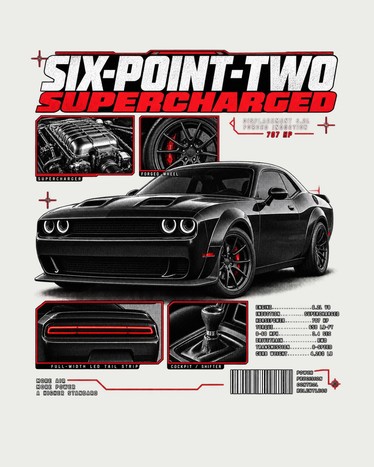 2018 Challenger 6.2 Supercharged 707 HP Dossier Panel Tee design only