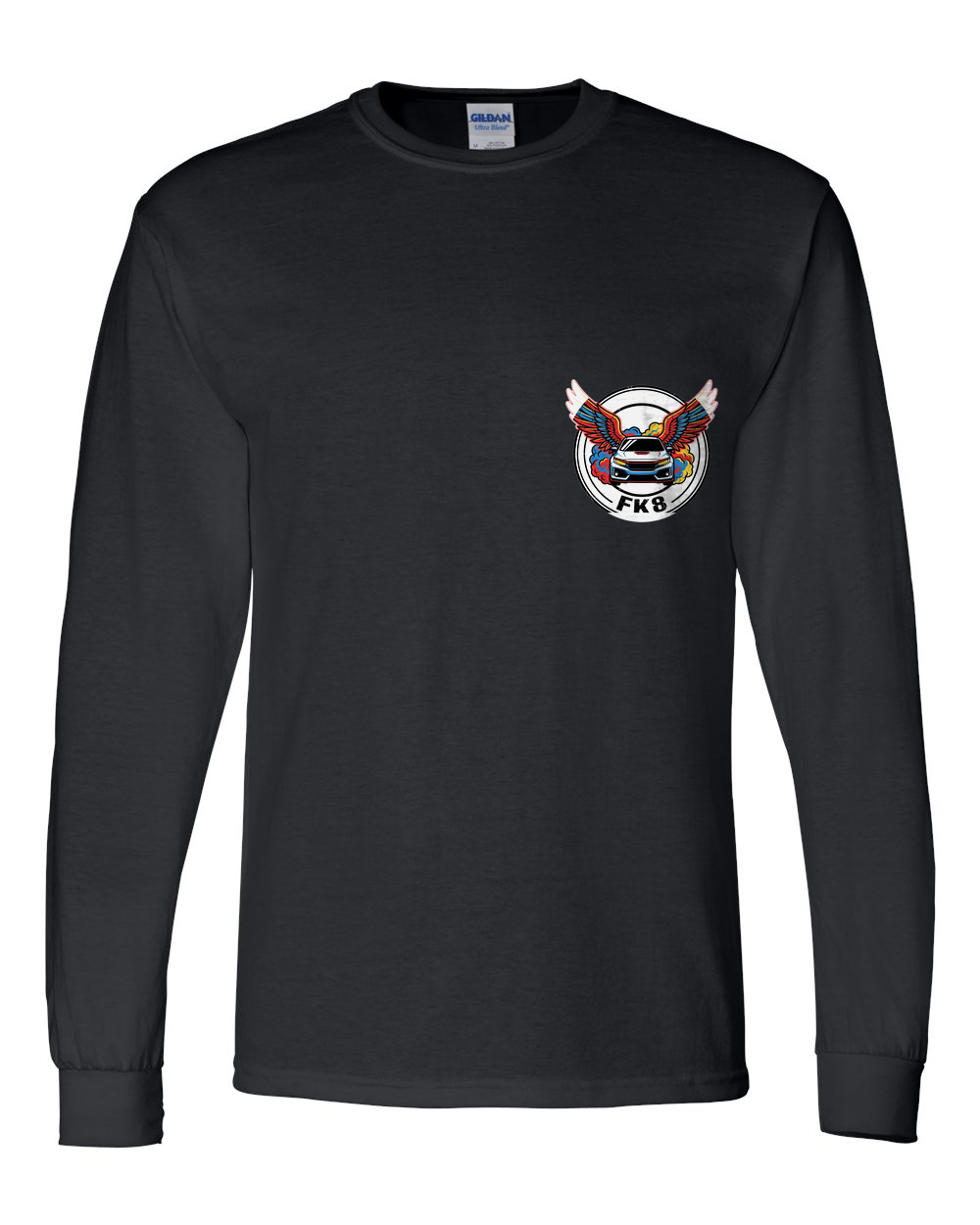 Honda Civic Type R Wings Long Sleeve T-Shirt — Black front emblem