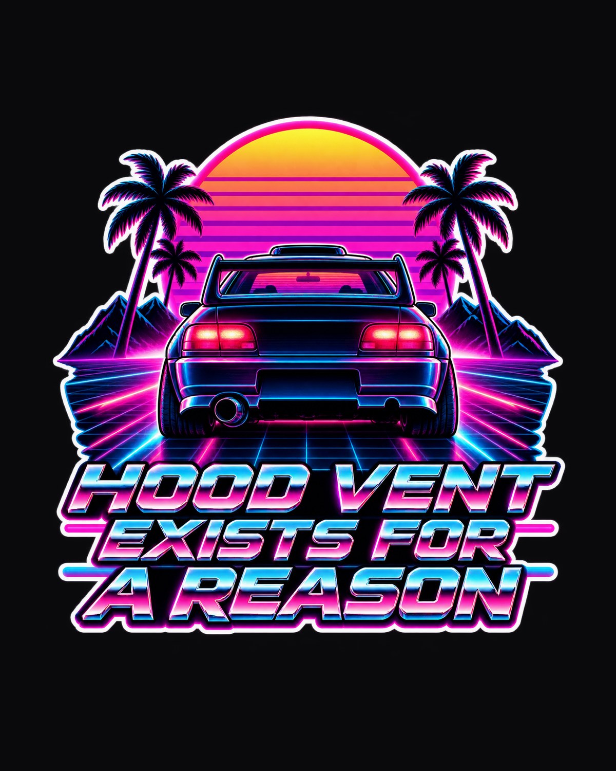 Toyota Celica GT-Four ST205 Synthwave Night Tee, Wing Edition design only