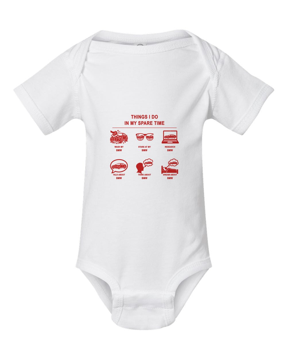 BMW Things I Do Baby Onesie White front