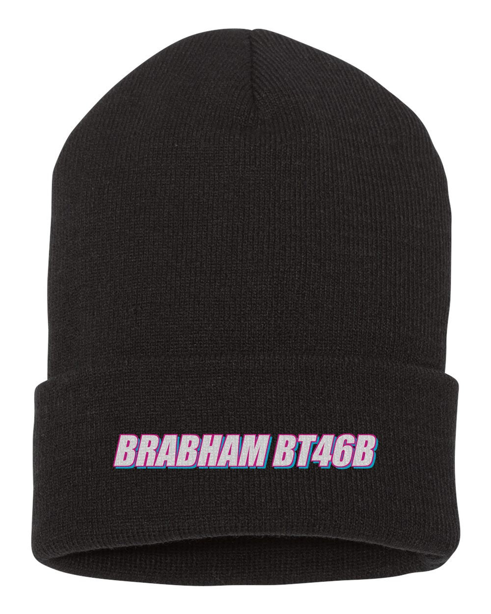 Brabham Bt46B black beanie front view with car name