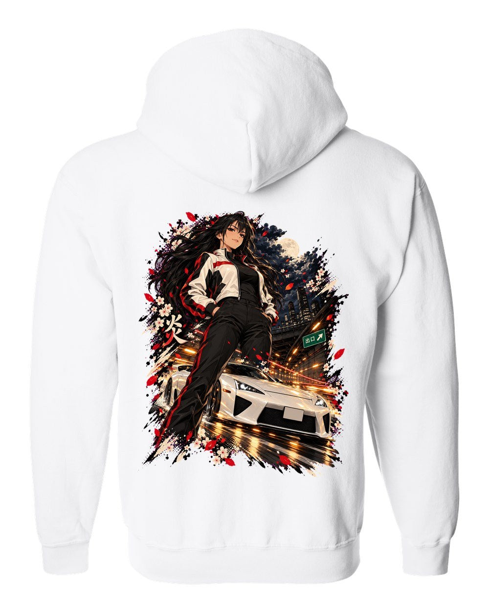 Lexus LFA Anime Girl Zip Hoodie White back