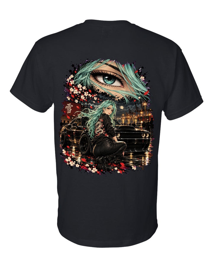 Dodge Demon 170 Anime Girl T-Shirt Black back