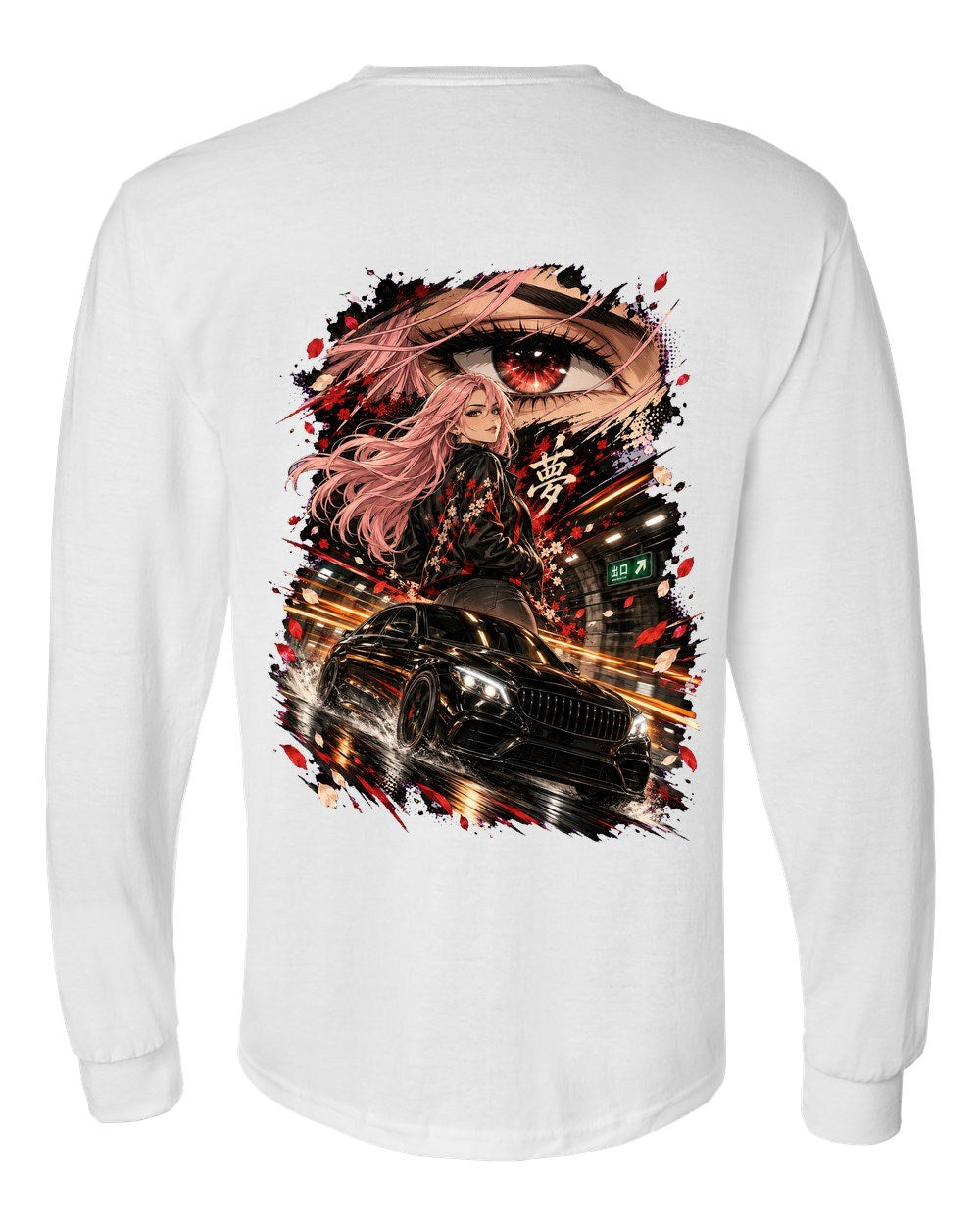 Mercedes-AMG C63 Anime Girl Long Sleeve White back