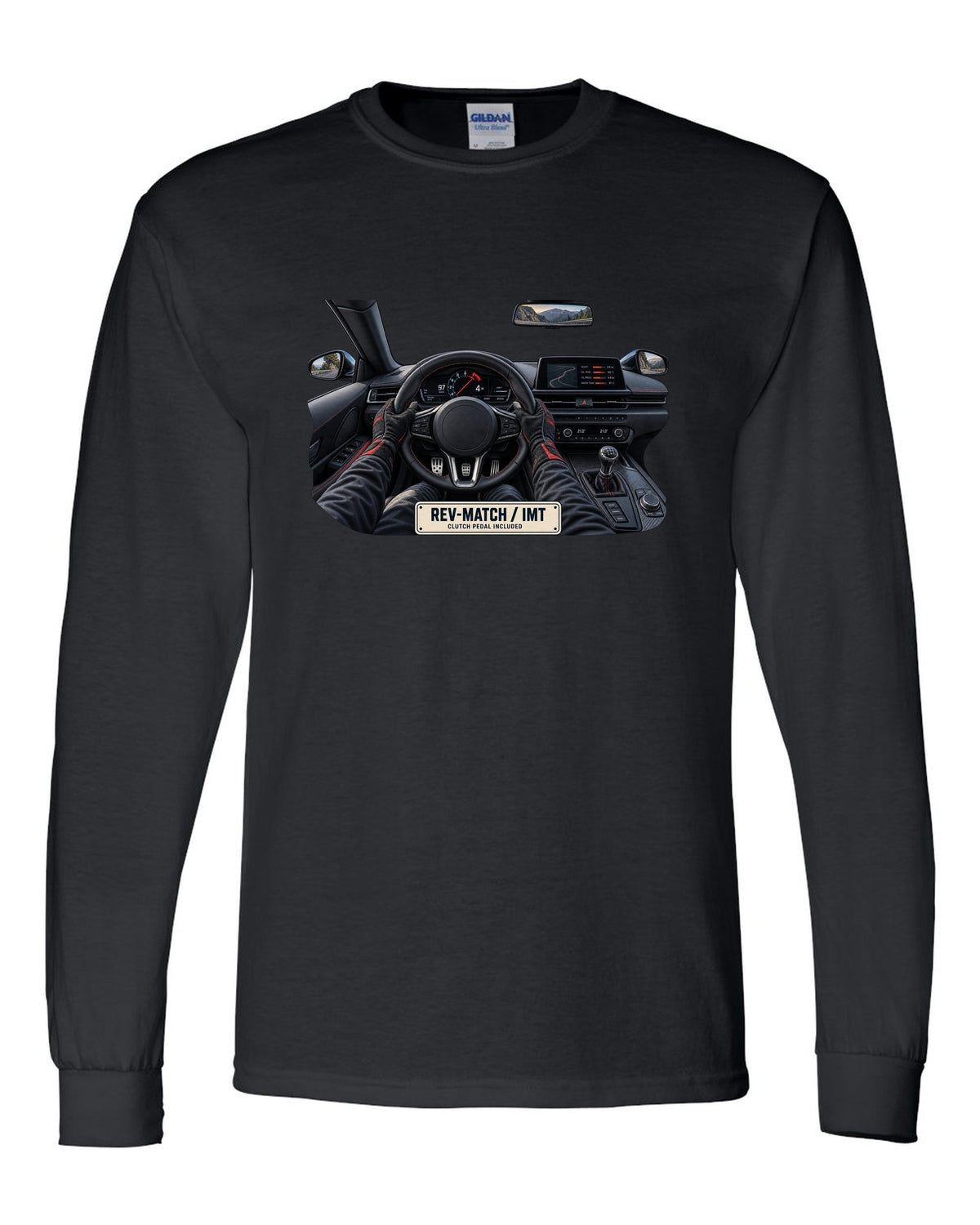 Toyota GR Supra B58 3.0L turbo straight-six engine bay illustration, print black long sleeve front view with the design