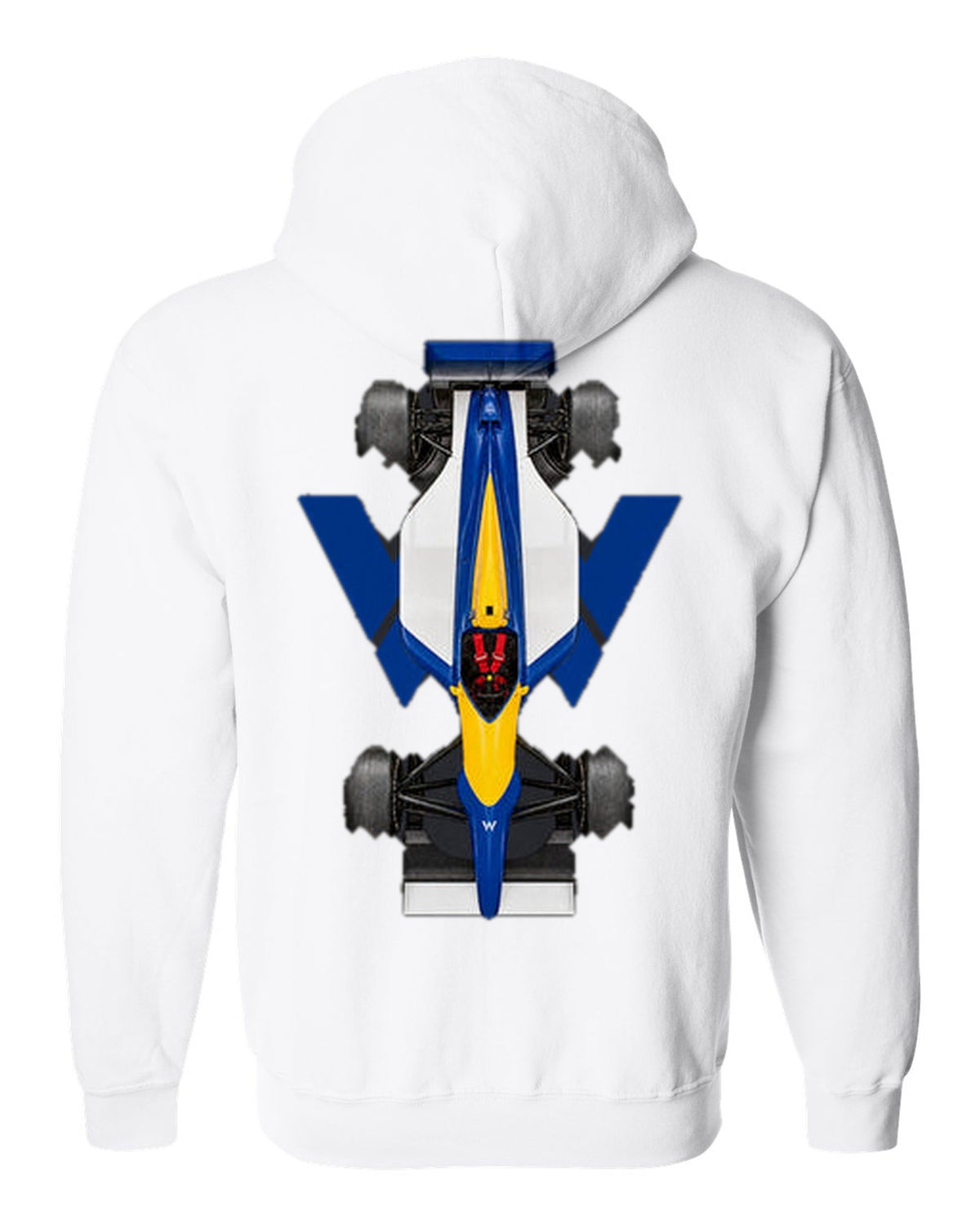 Williams FW14B 1992 Formula 1 overhead poster artwork white zip hoodie back view with the design