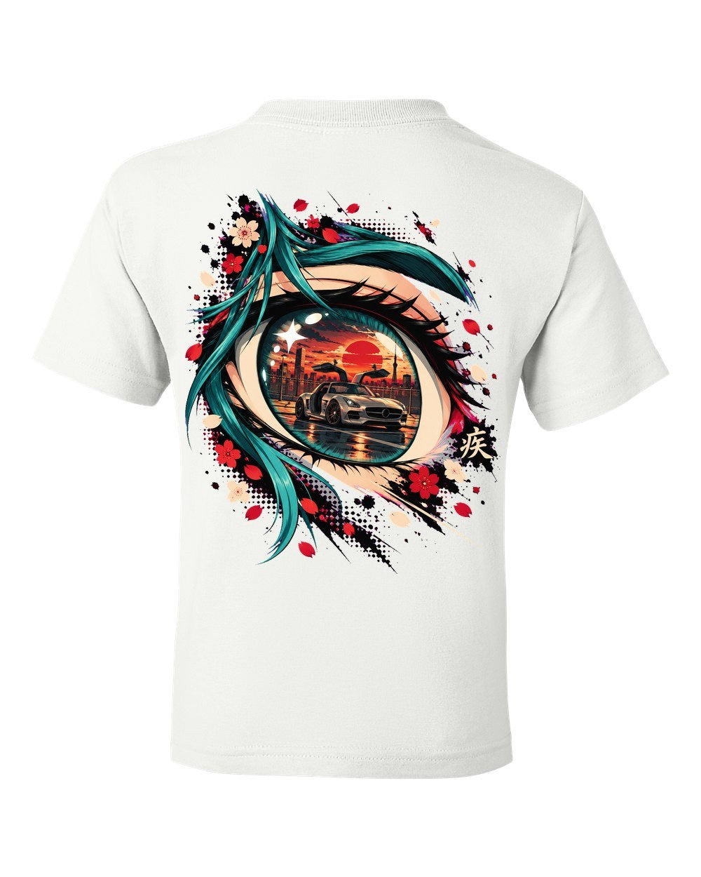 Mercedes-Benz SLS AMG Anime Girl Kids Tee White back