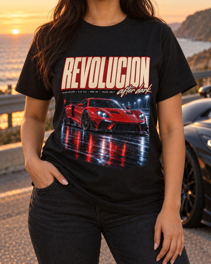 Pagani Zonda Revolucion Night Street Poster Tee T-Shirt Black worn hero