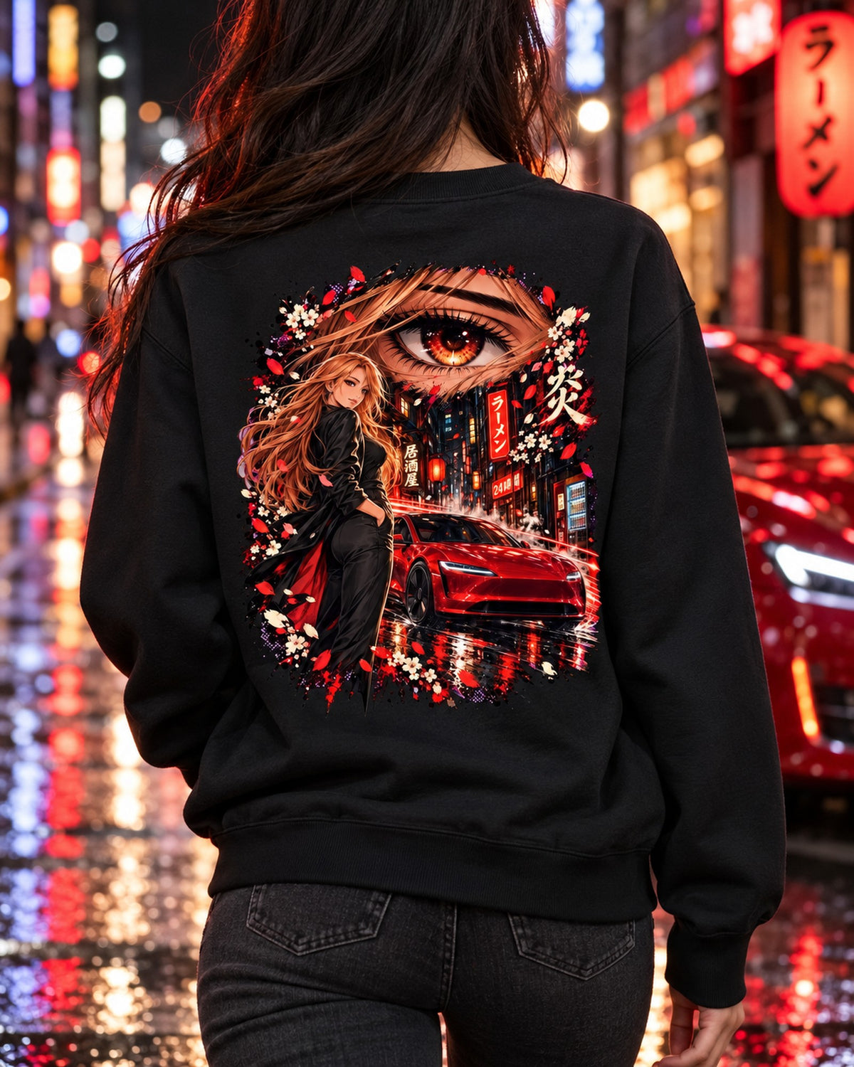 Tesla Model 3 Highland Anime Girl Shirt, Hoodie & More Crewneck Black worn hero