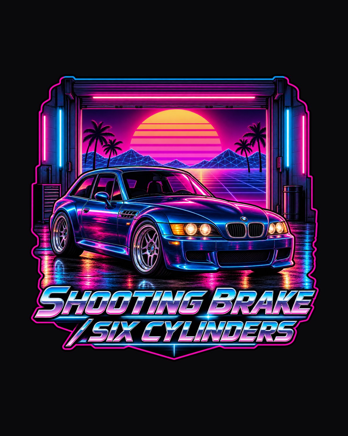 BMW Z3 M Coupe Retro Synth Garage Shirt, Shooting Brake design only