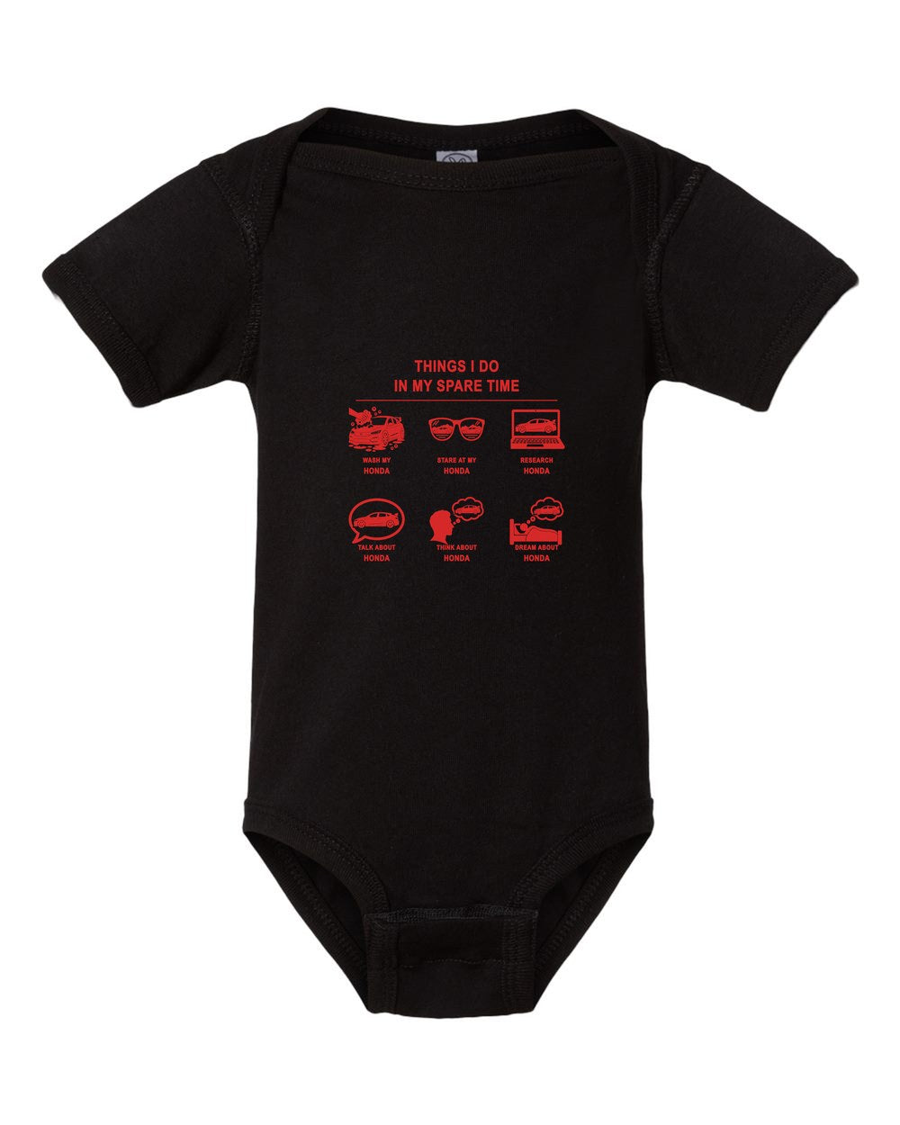 Honda Things I Do Baby Onesie Black front