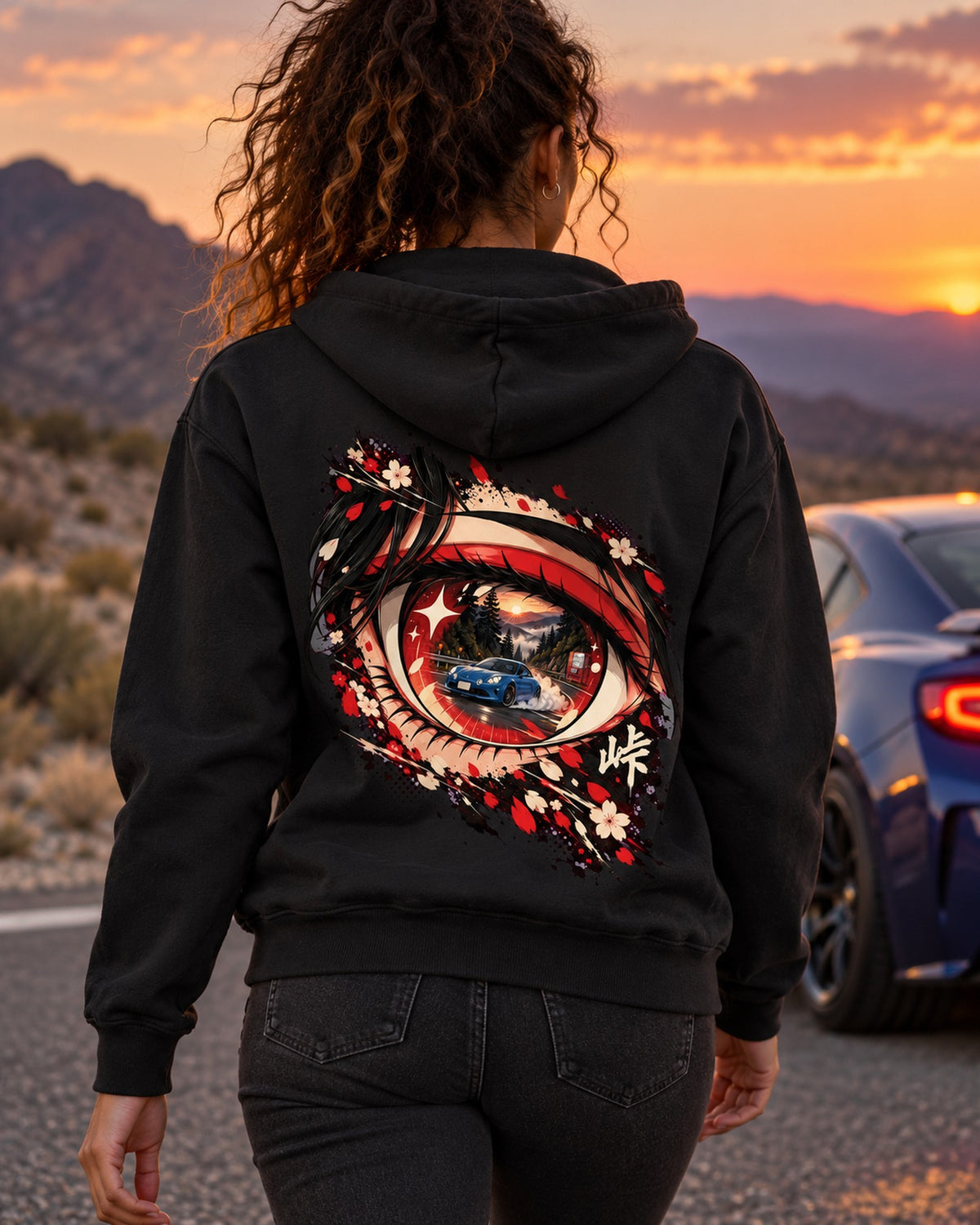 Alpine A110 Anime Girl Shirt, Hoodie & More Zip Hoodie Black worn hero