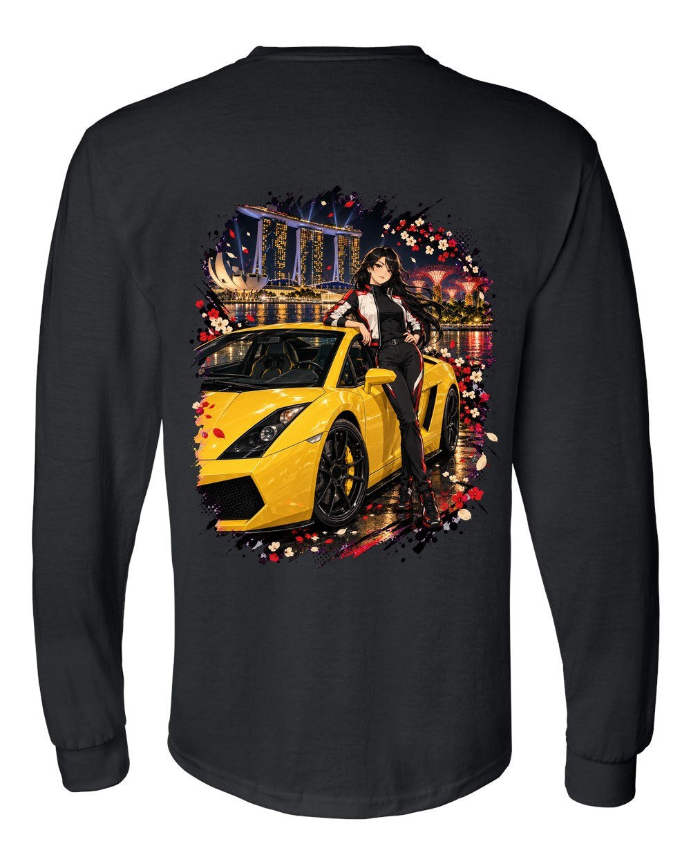 Lamborghini Gallardo Anime Girl Long Sleeve Black back