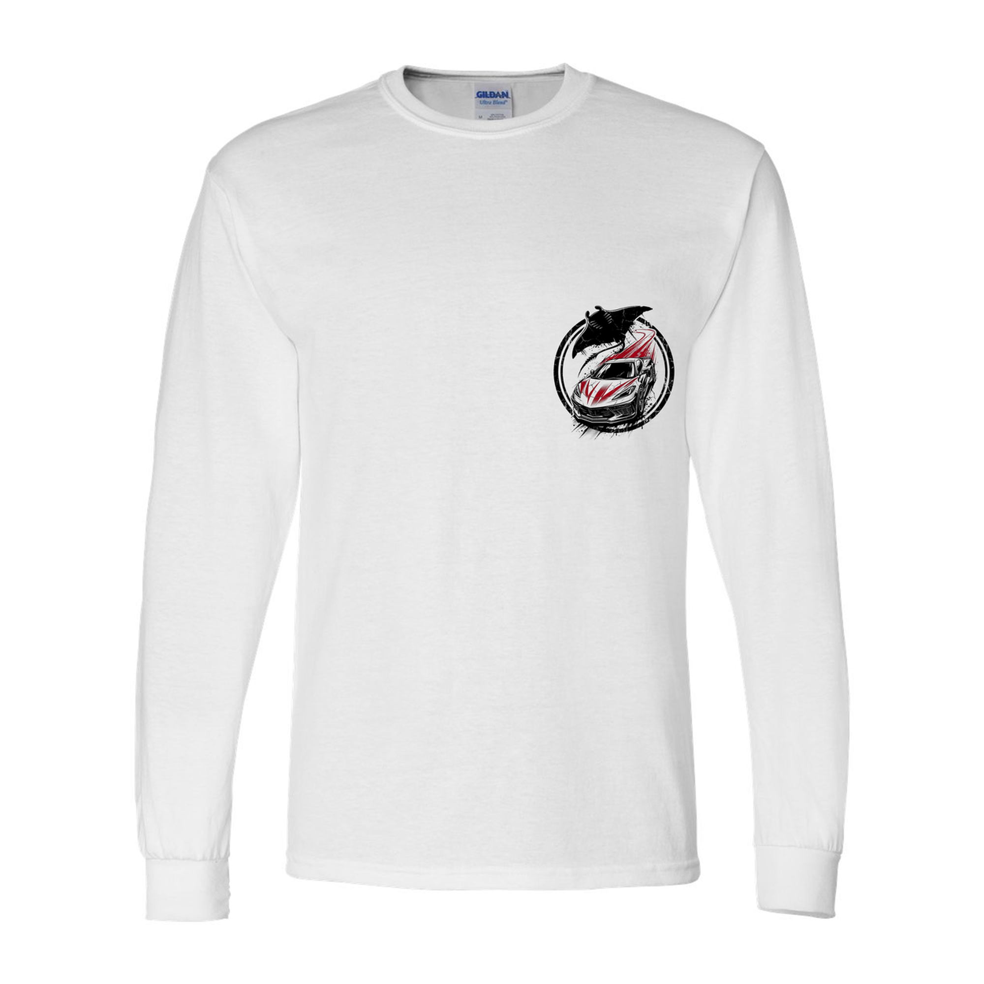 C8 Corvette Manta Long Sleeve T-Shirt — White front emblem