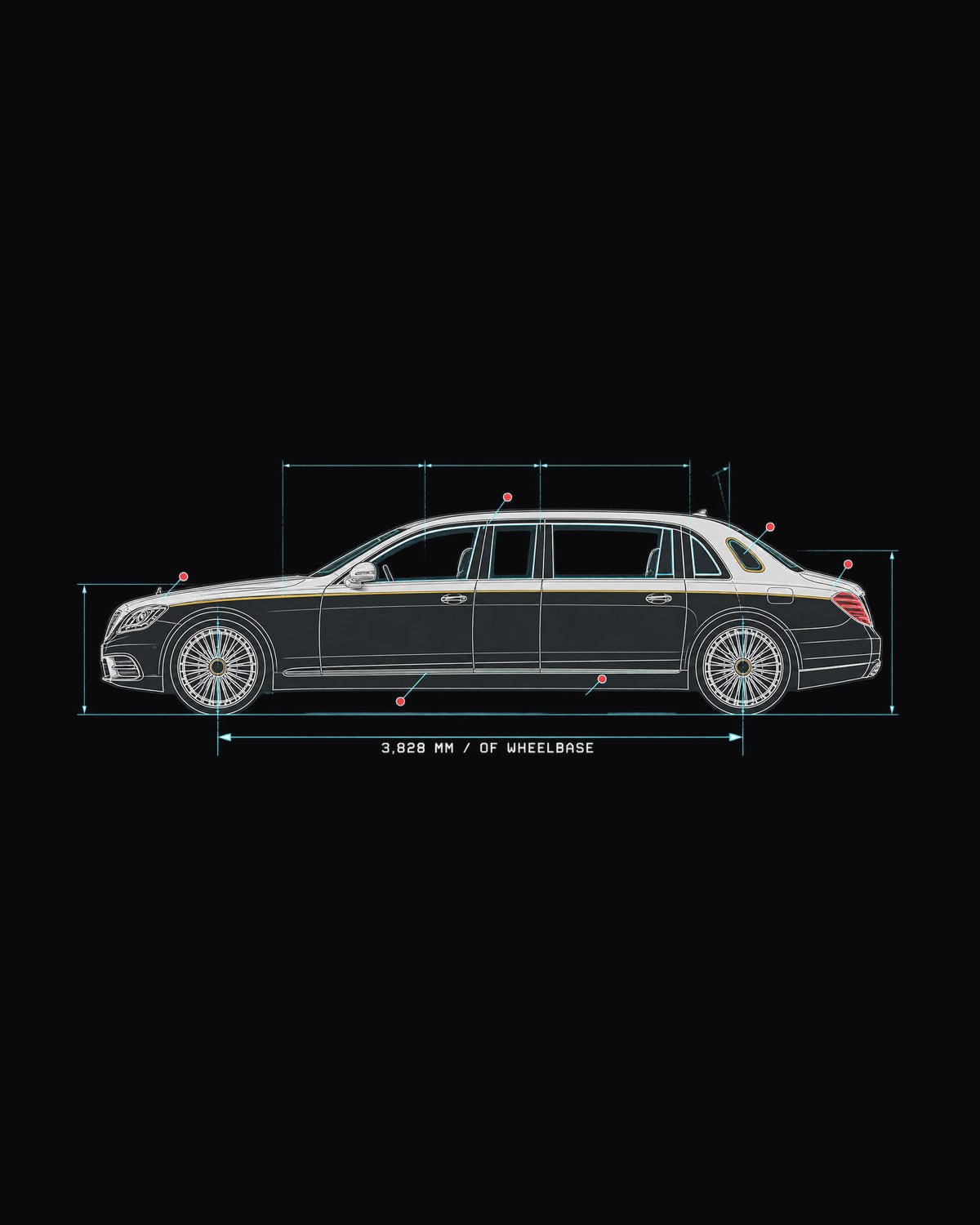 Maybach 62 S W240 Limousine Side Blueprint Tee design only