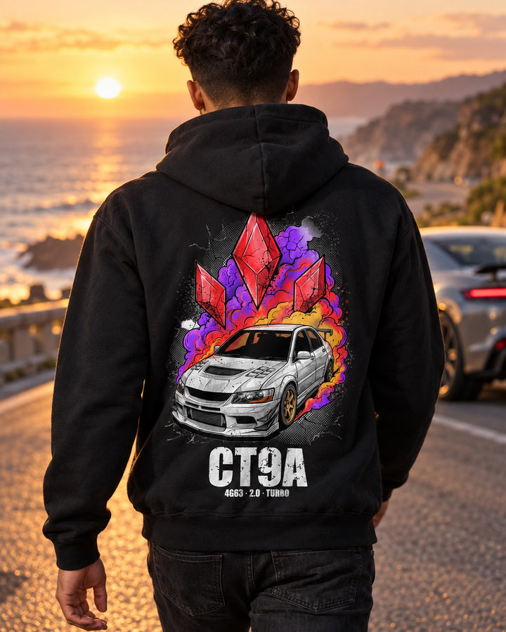 Mitsubishi Lancer Evolution IX Diamonds Pull Over Hoodie & Zip Hoodie Zip Hoodie Black worn hero
