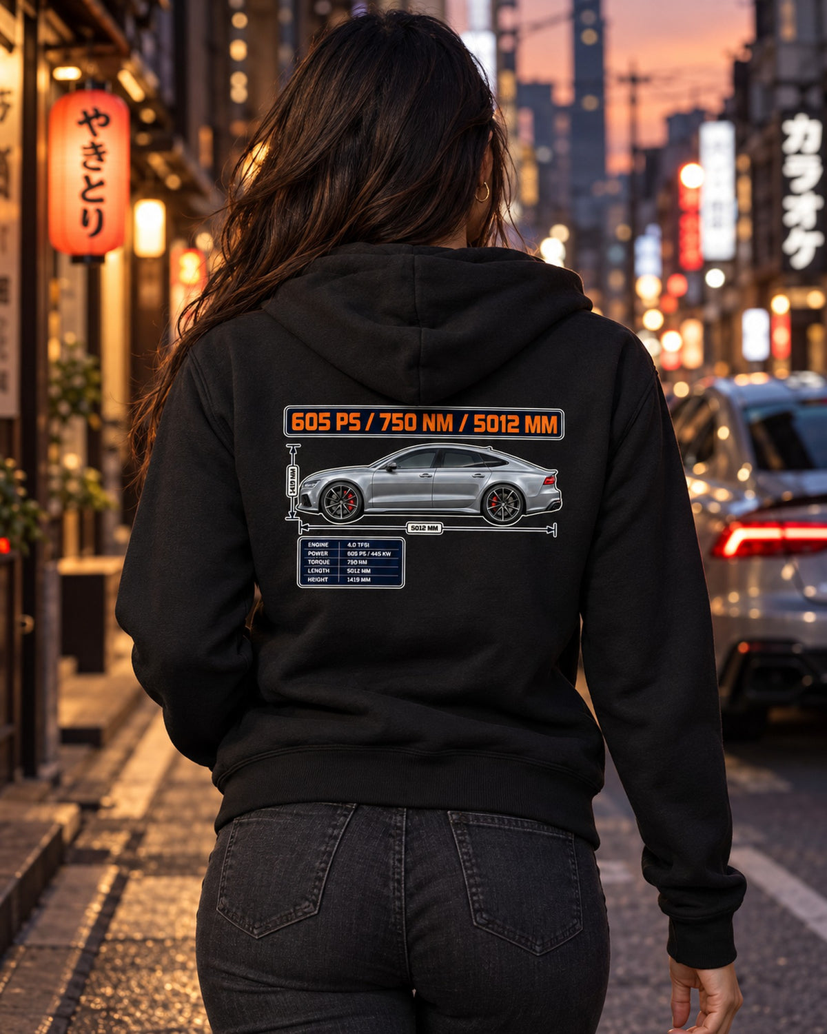 Audi RS7 Sportback Performance C7 Spec Poster Shirt Zip Hoodie Black worn hero