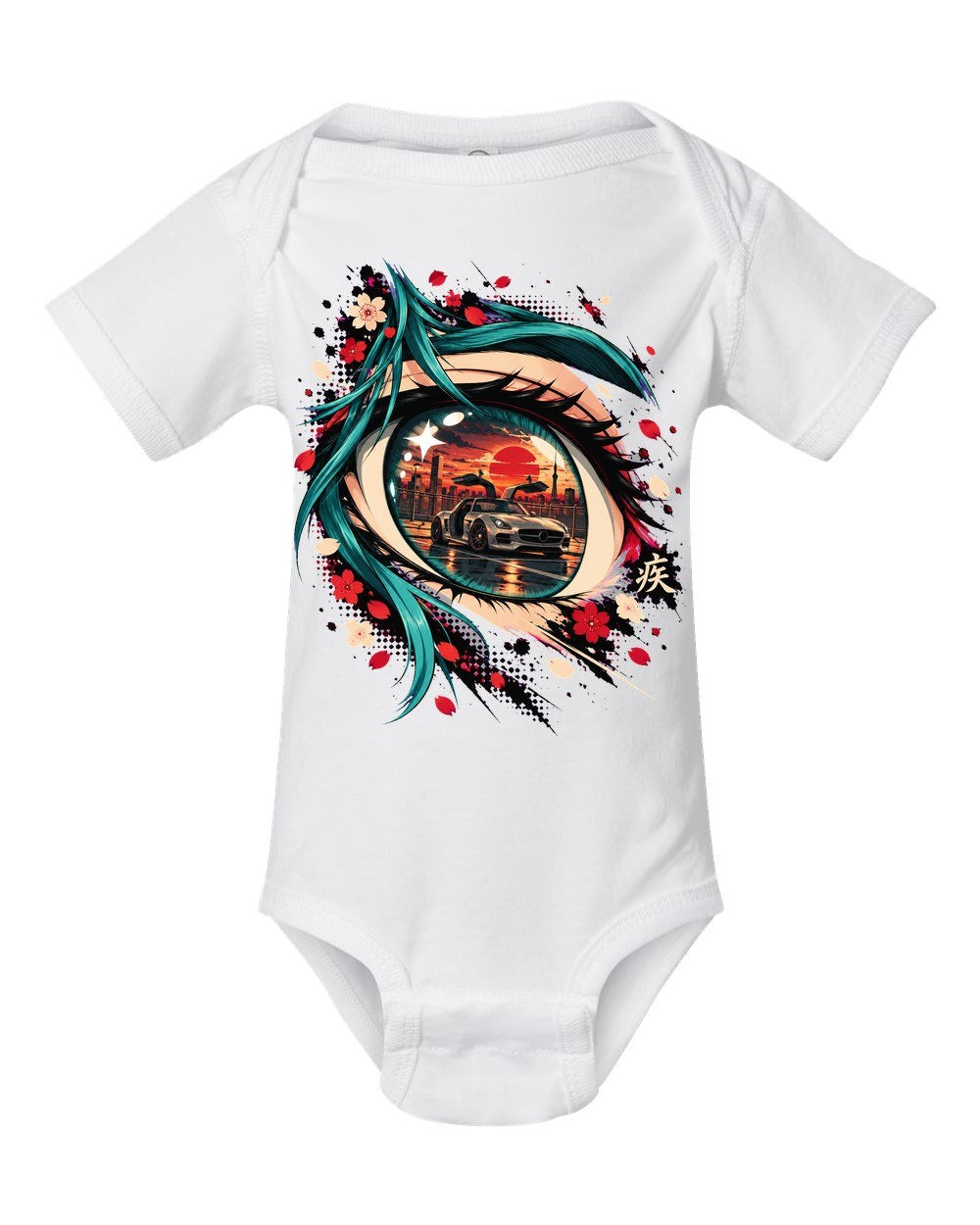 Mercedes-Benz SLS AMG Anime Girl Baby Onesie White front