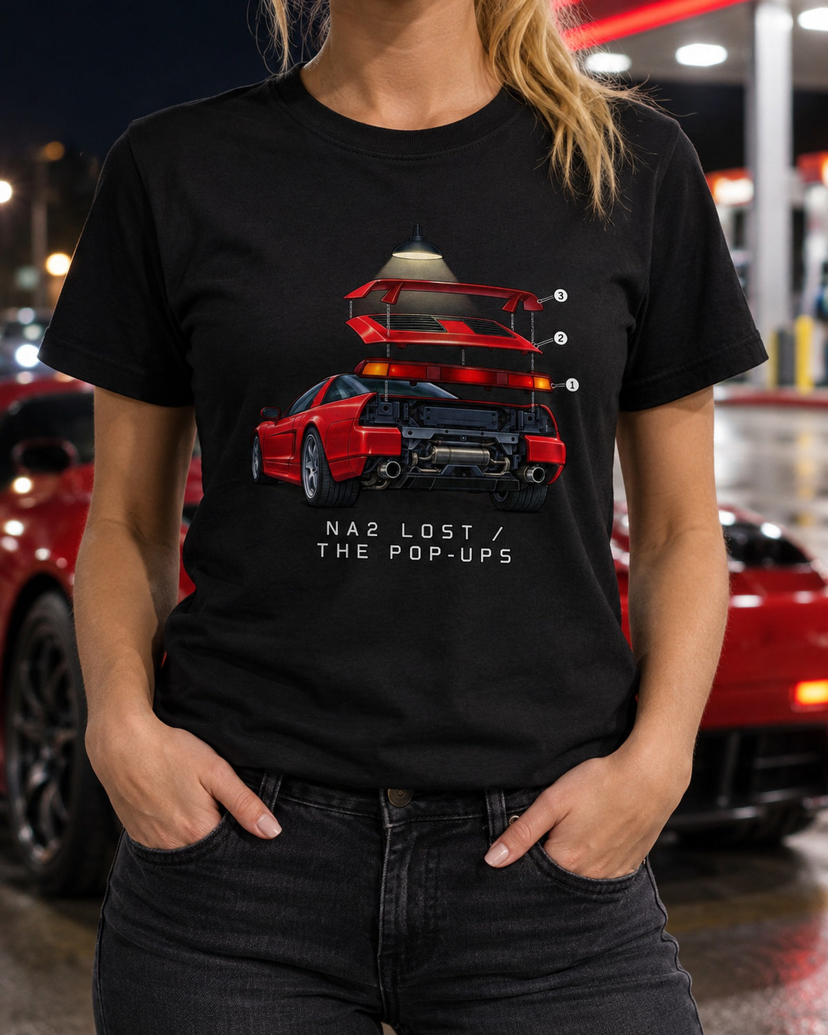 Honda NSX NA2 Taillight Isometric Teardown Shirt, Pop-Ups T-Shirt Black worn hero