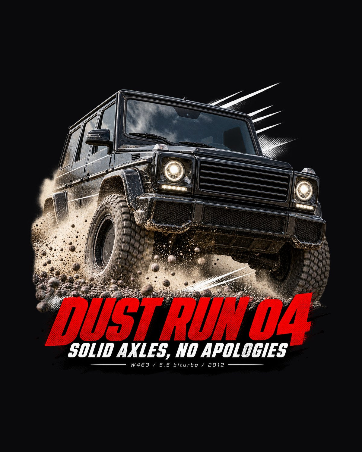 Dust Run 04 Race Poster Shirt, Mercedes G63 AMG W463 design only