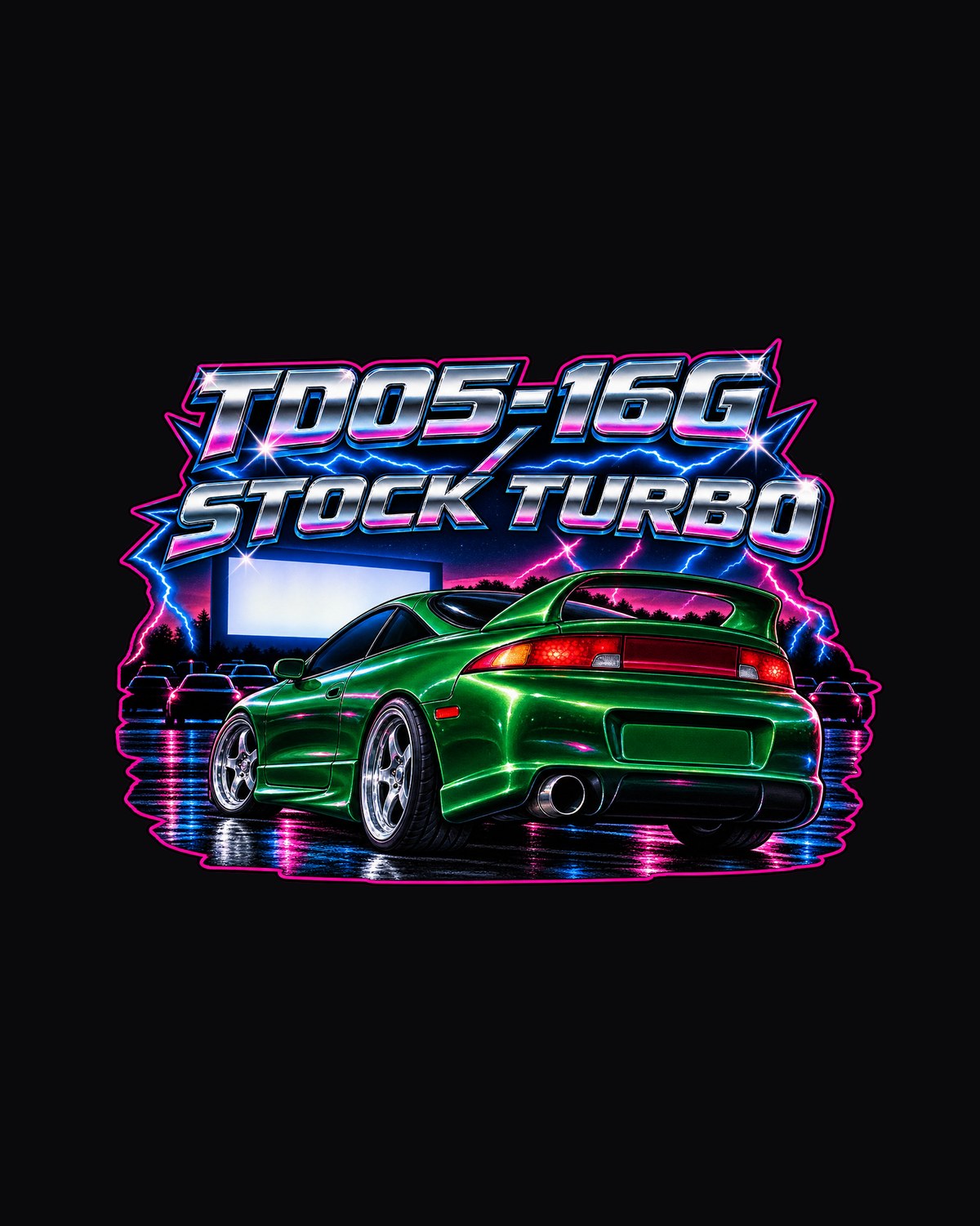 Eclipse GSX 2G 80s Chrome Airbrush Shirt, TD05-16G Stock Turbo design only