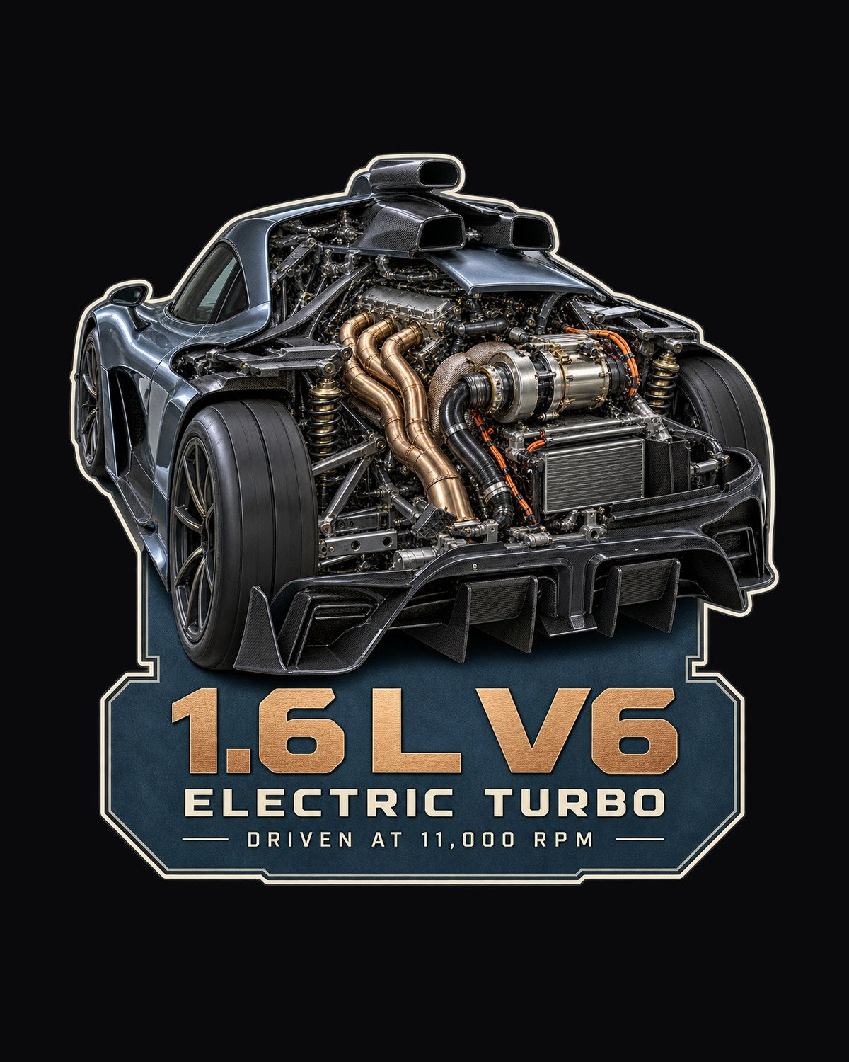 Mercedes-AMG One 1.6 L V6 Hybrid Power Unit Engine Shirt design only