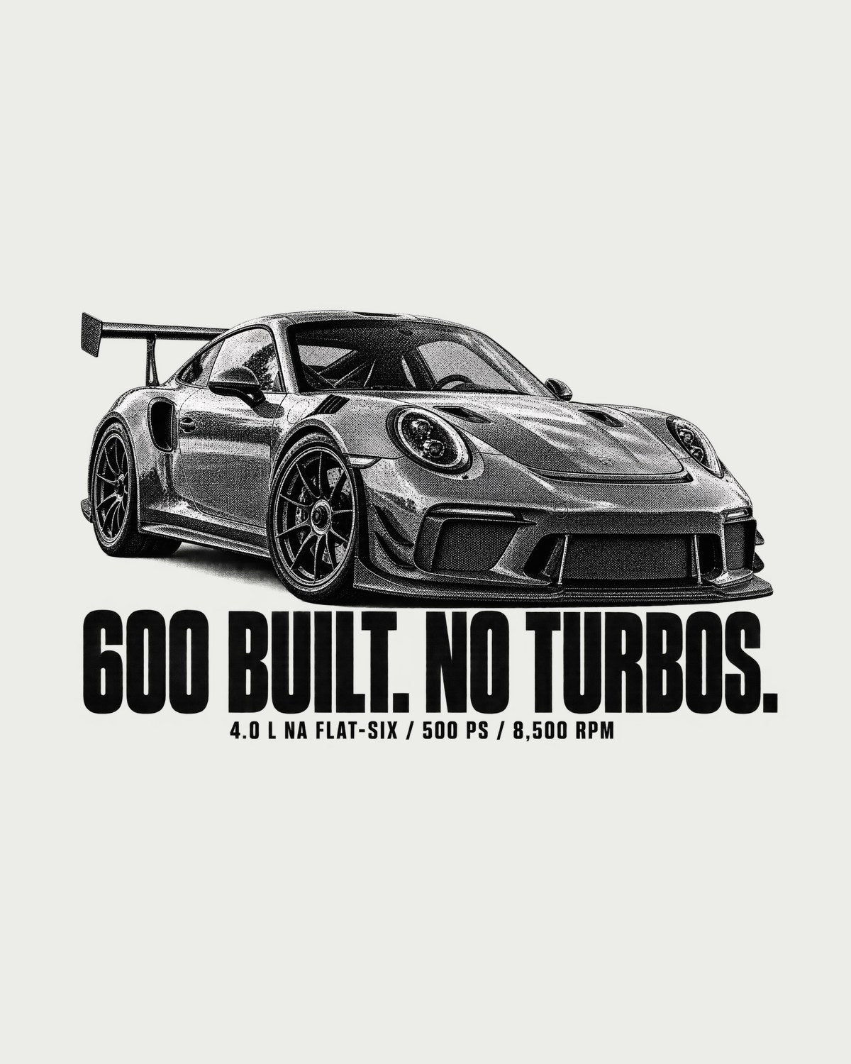 Porsche 911 GT3 RS 4.0 997 Halftone Spec Shirt, 600 Built design only