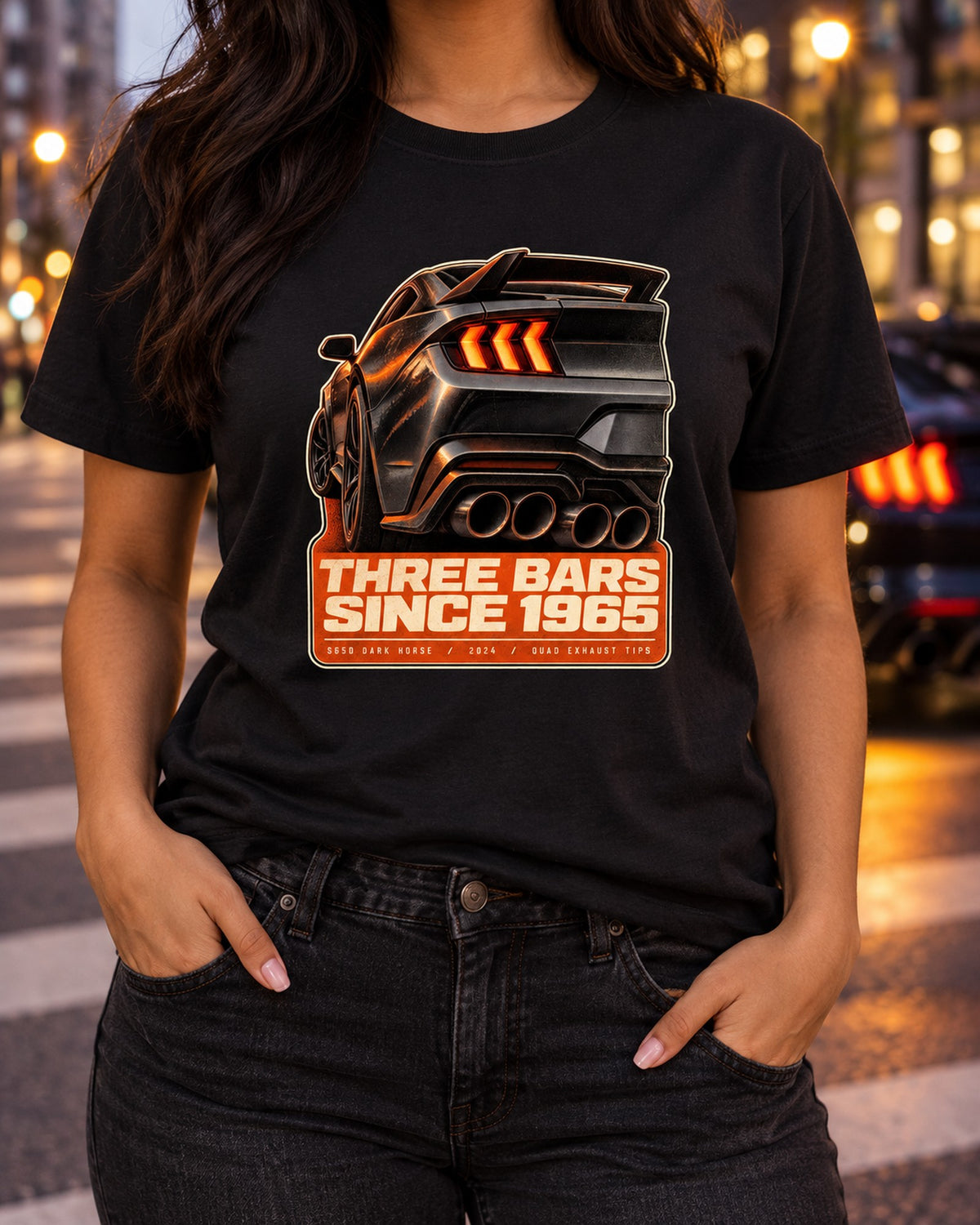 Ford Mustang Dark Horse S650 Taillight Detail Shirt T-Shirt Black worn hero