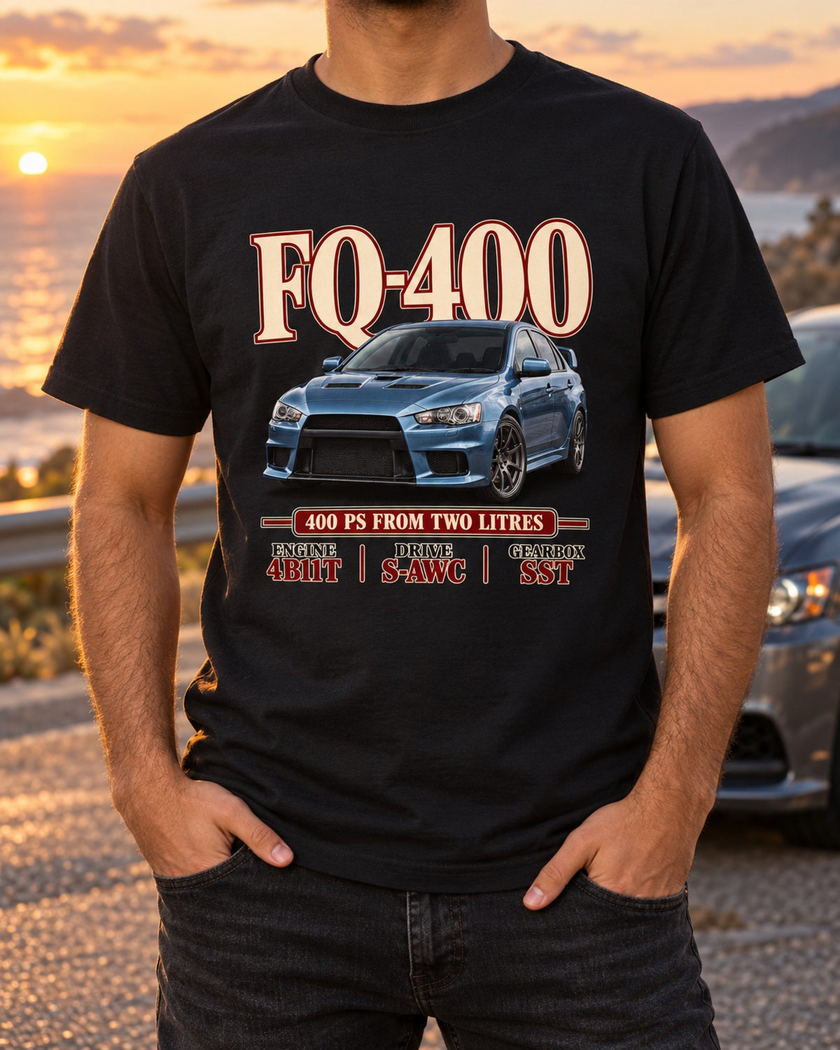 Mitsubishi Lancer Evolution X FQ-400 Archive Panel Shirt T-Shirt Black worn hero